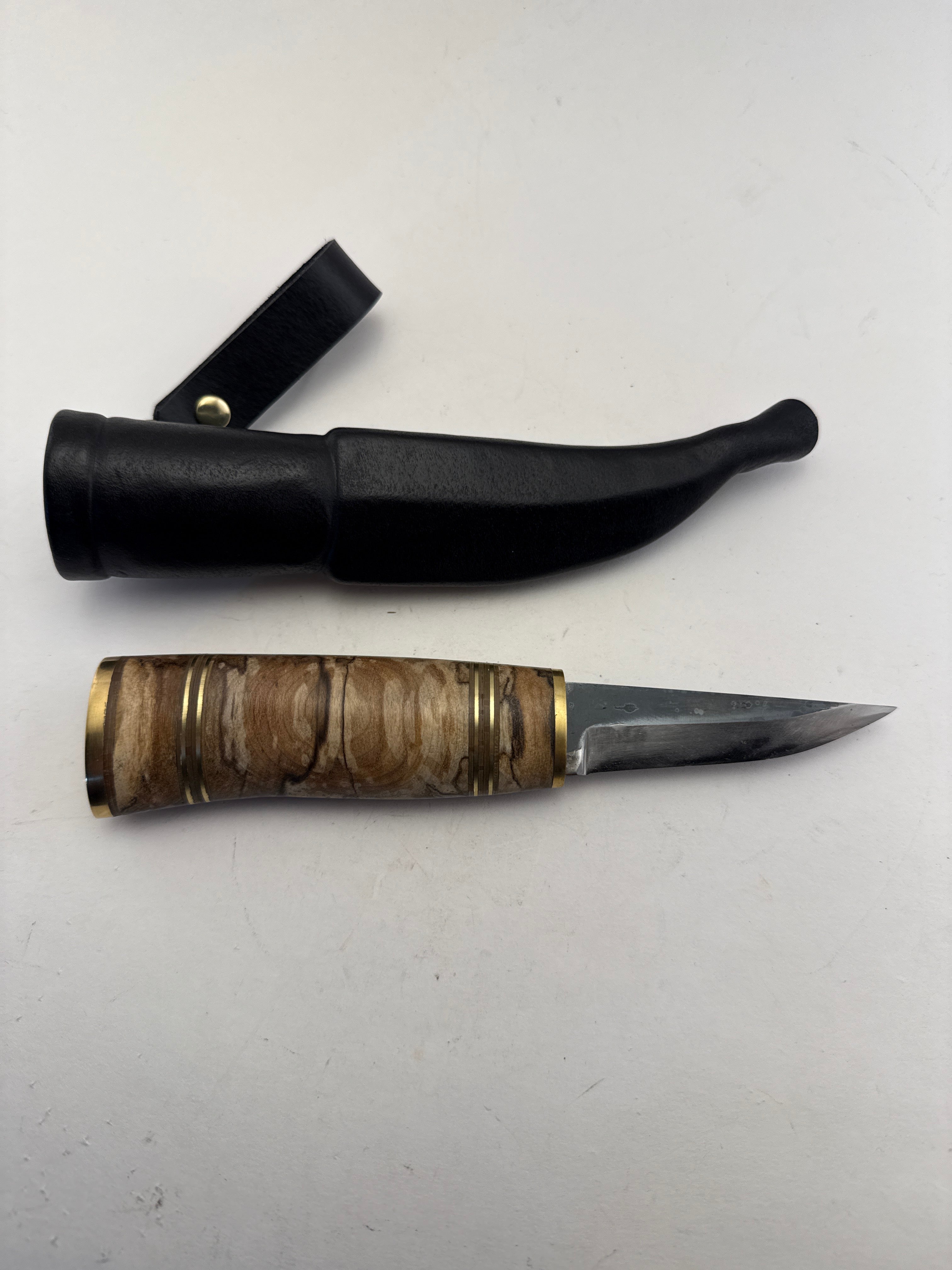 R.Nurmi PUUKKO - #27 Stabilized Spalted Birch, Birch Bark/Brass Spacers