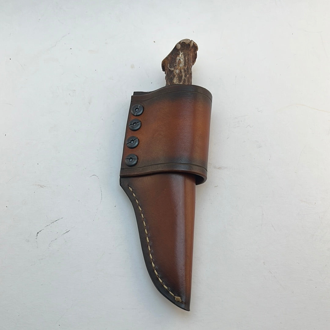 Pecks Woods Leather - Leather Spacer handle with antler pieces #66 (Scout Carry)