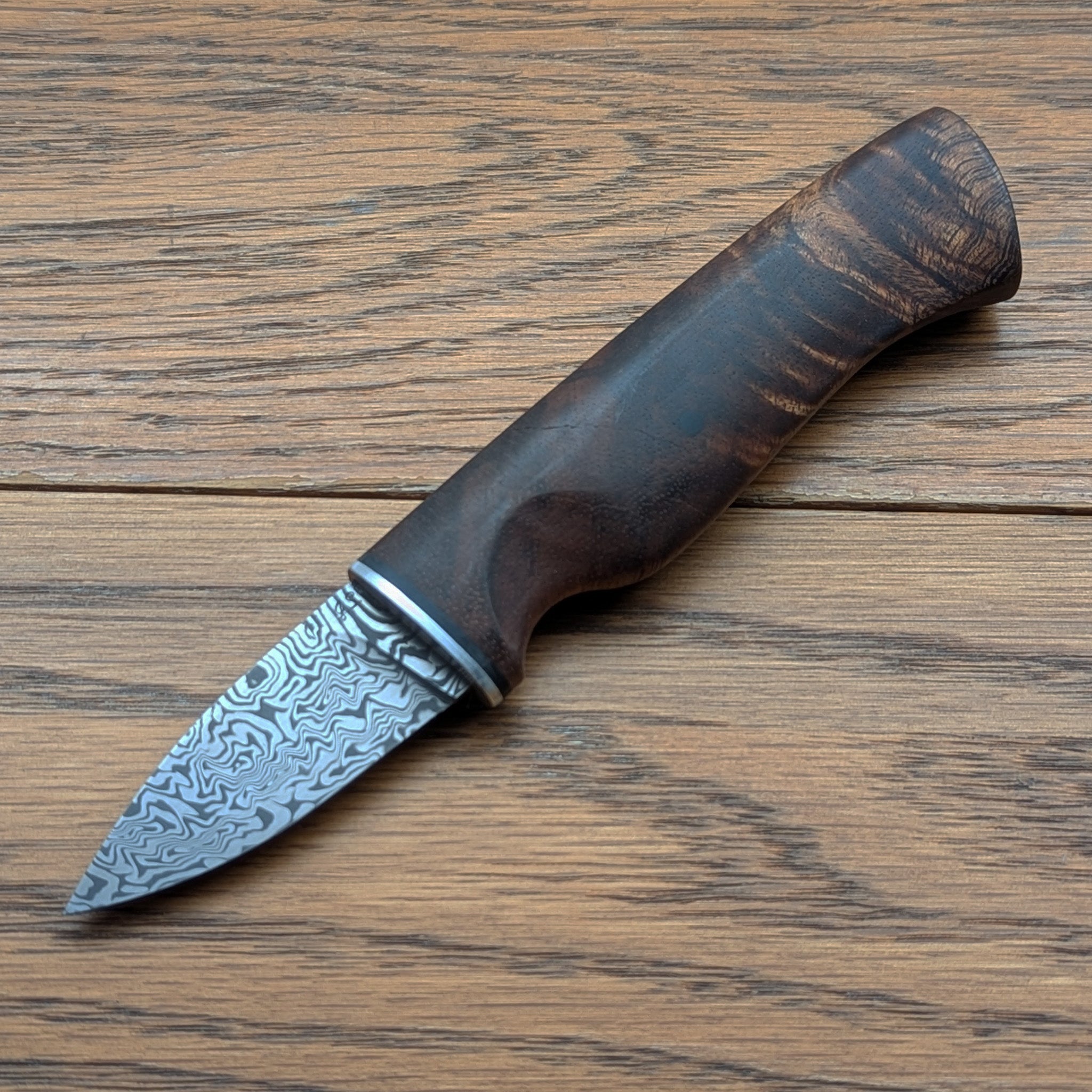 Thacker Knives #29 Damasteel Koa Utility