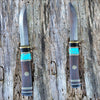Pete's Custom Knives - Midsize Utility puuko - Turquoise with gold web. #23