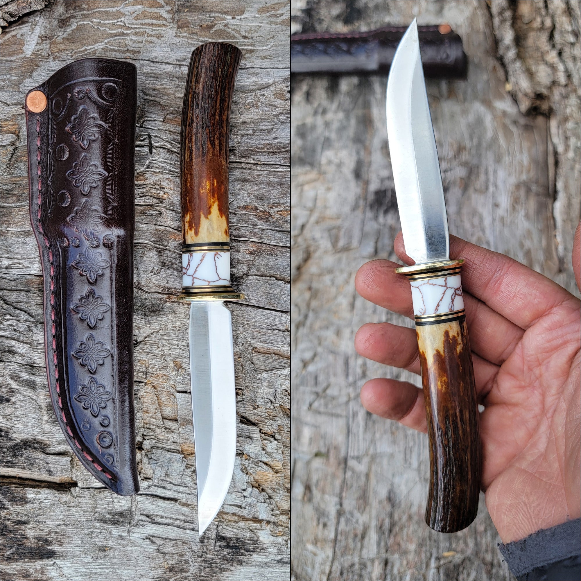 Pete's Custom Knives - Small EDC/Utility knife. White Turquoise #31