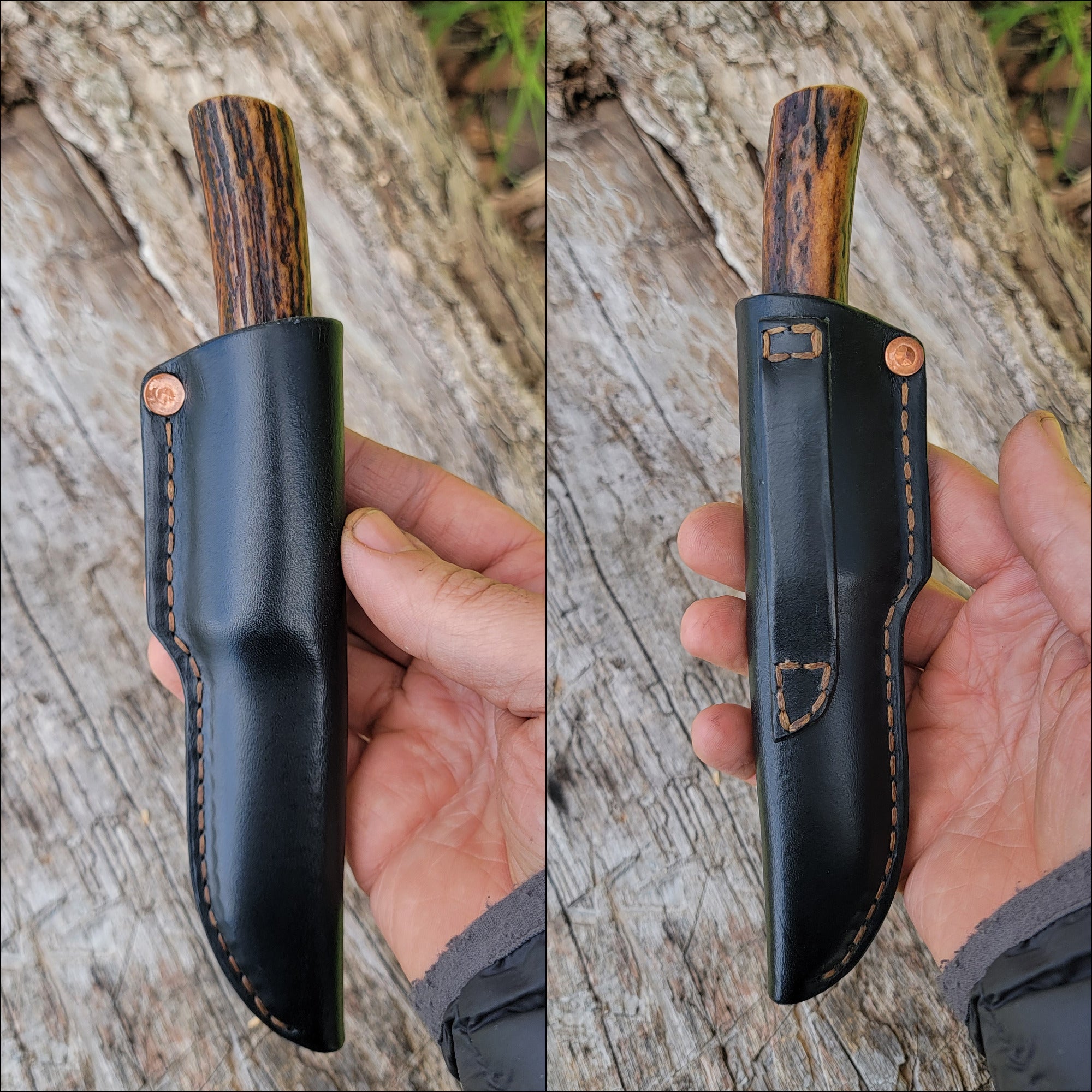 Pete's Custom Knives - Handmade small EDC/pocket knife. Premium Stag/Turquoise with gold web #33