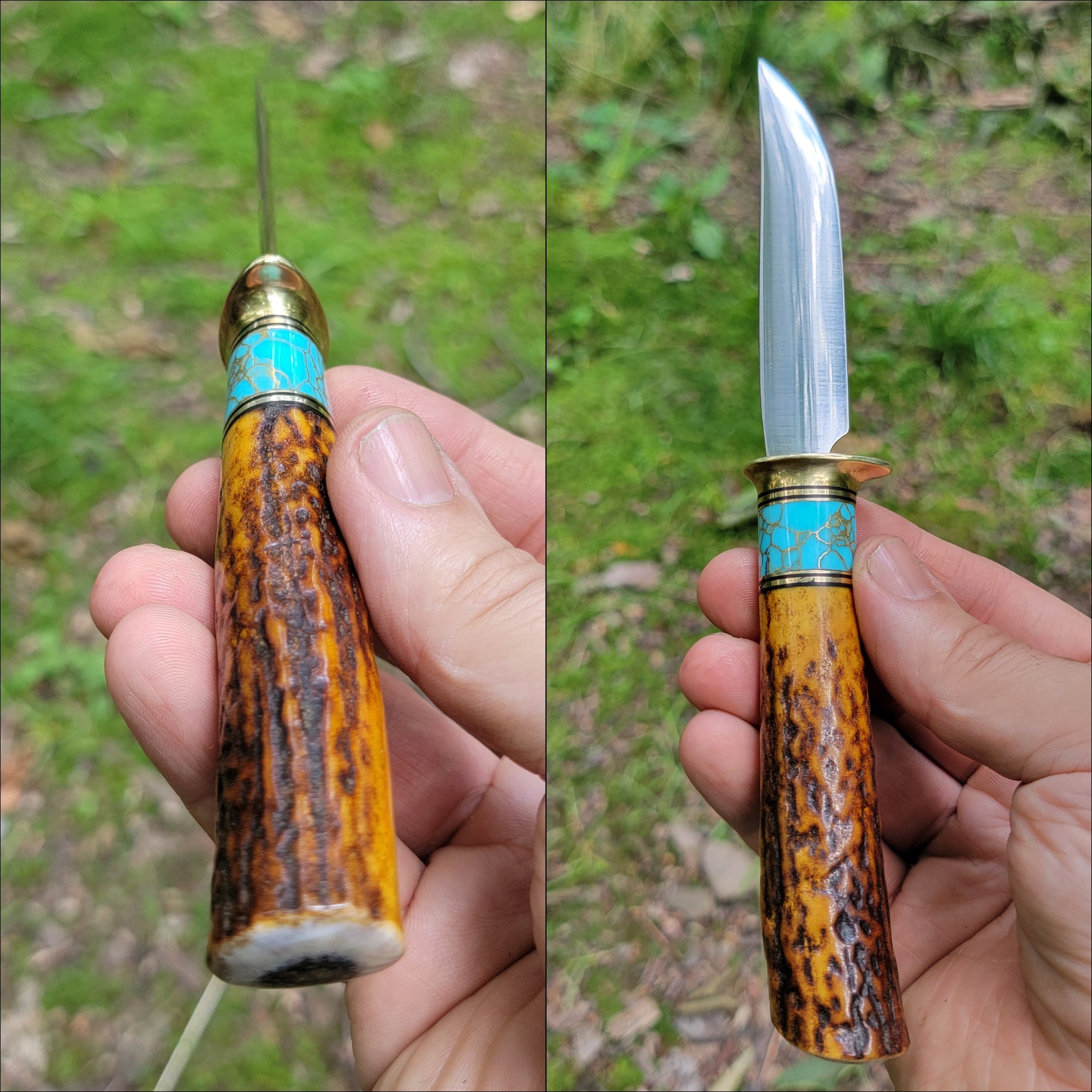 Pete's Custom Knives - All-around Knife. Lauri 95 - Turquoise with copper web #37