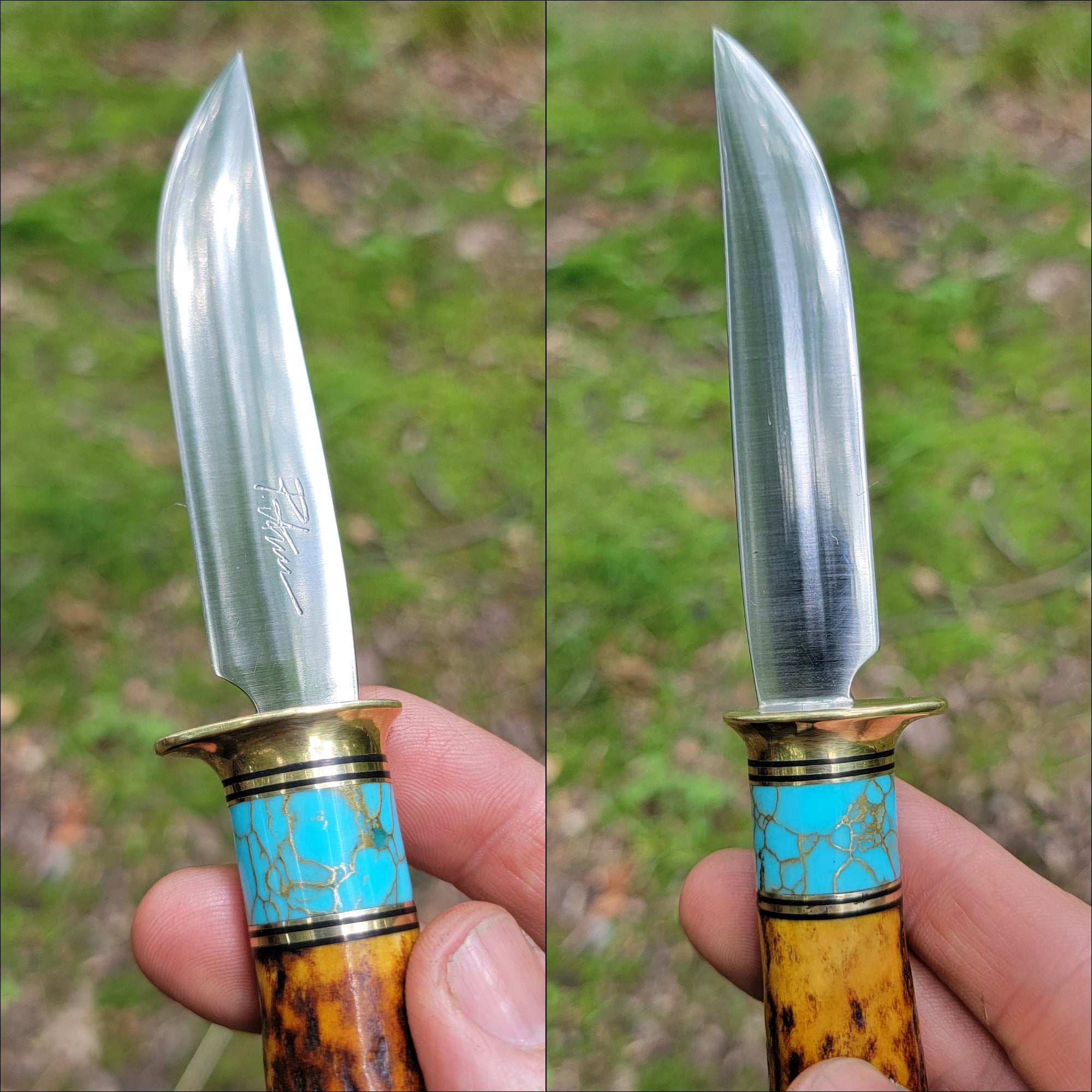 Pete's Custom Knives - All-around Knife. Lauri 95 - Turquoise with copper web #37