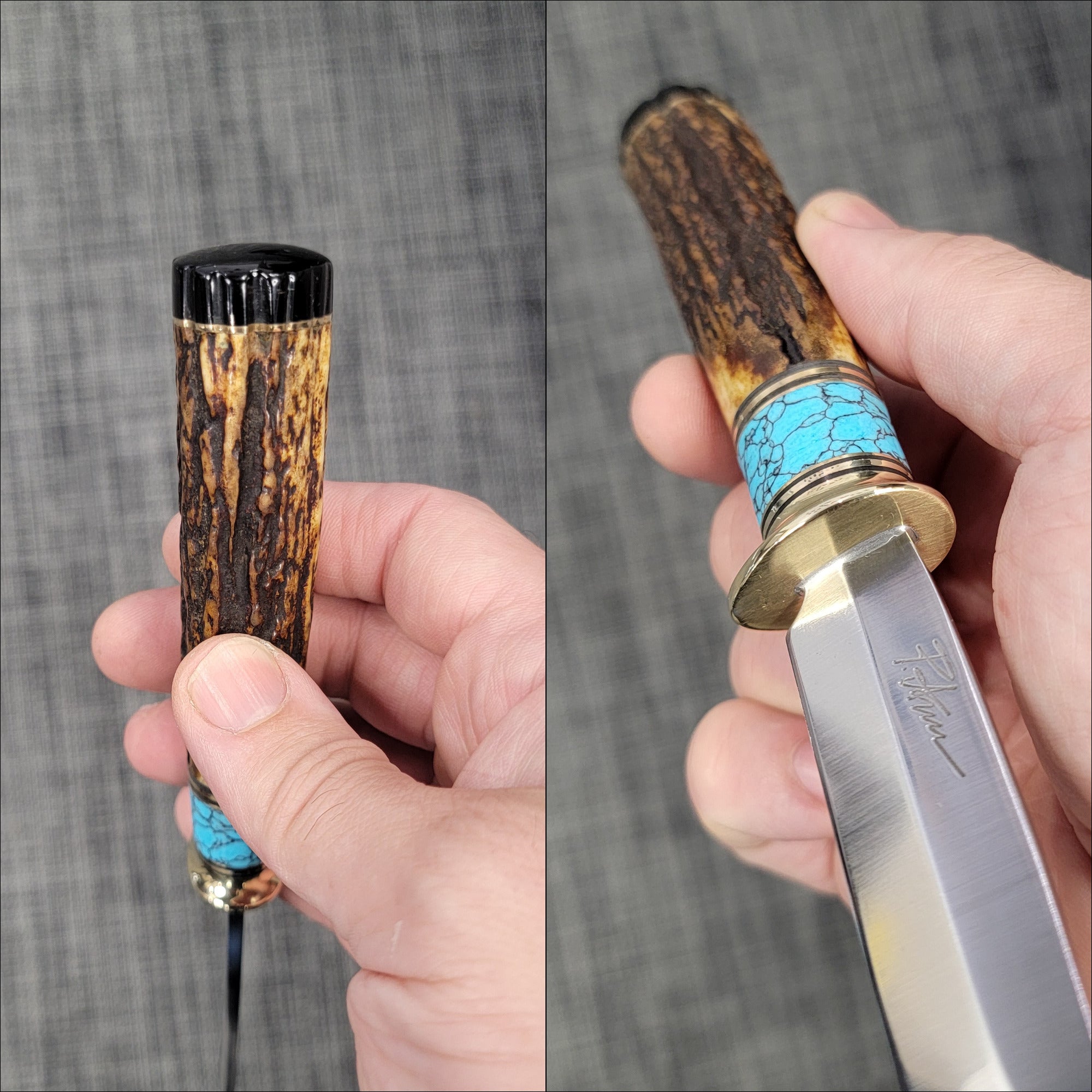 Pete's Custom Knives - Hunter knife. Lauri 105 - Turquoise with Black web. #42