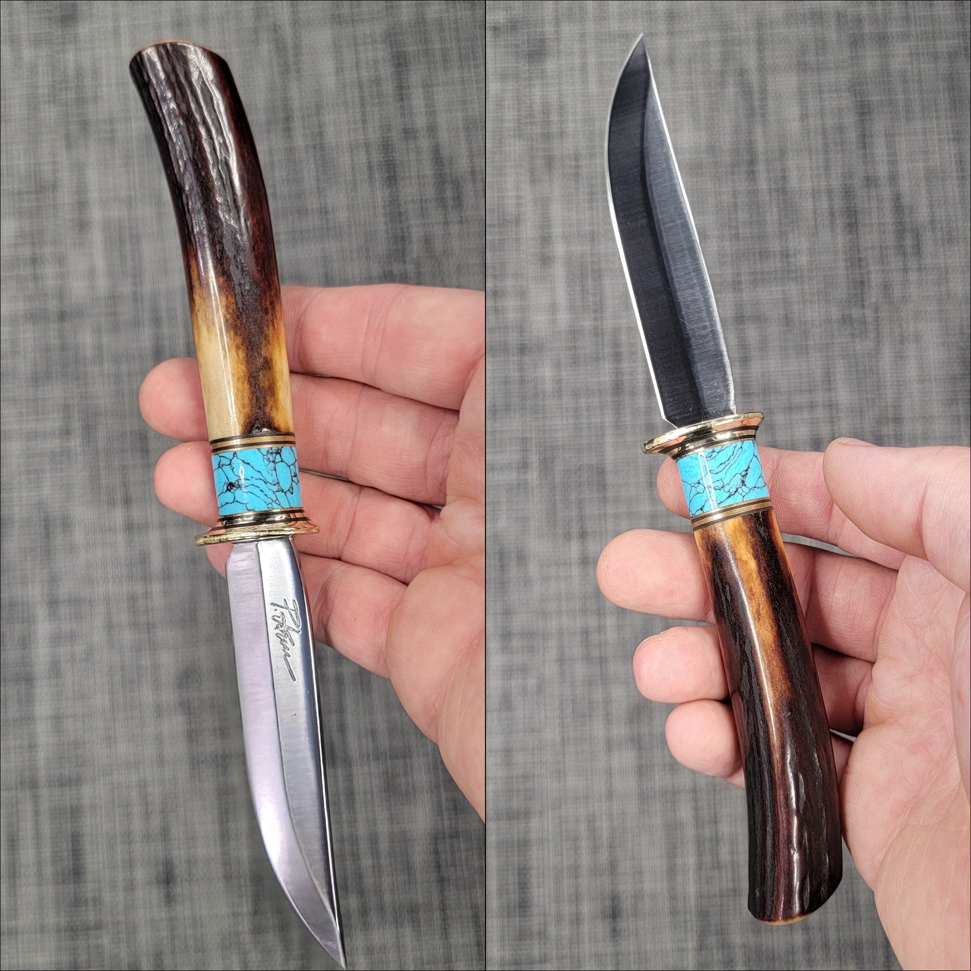 Pete's Custom Knives - All-around utility knife. Lauri 95 - Turquoise with Black web. #43