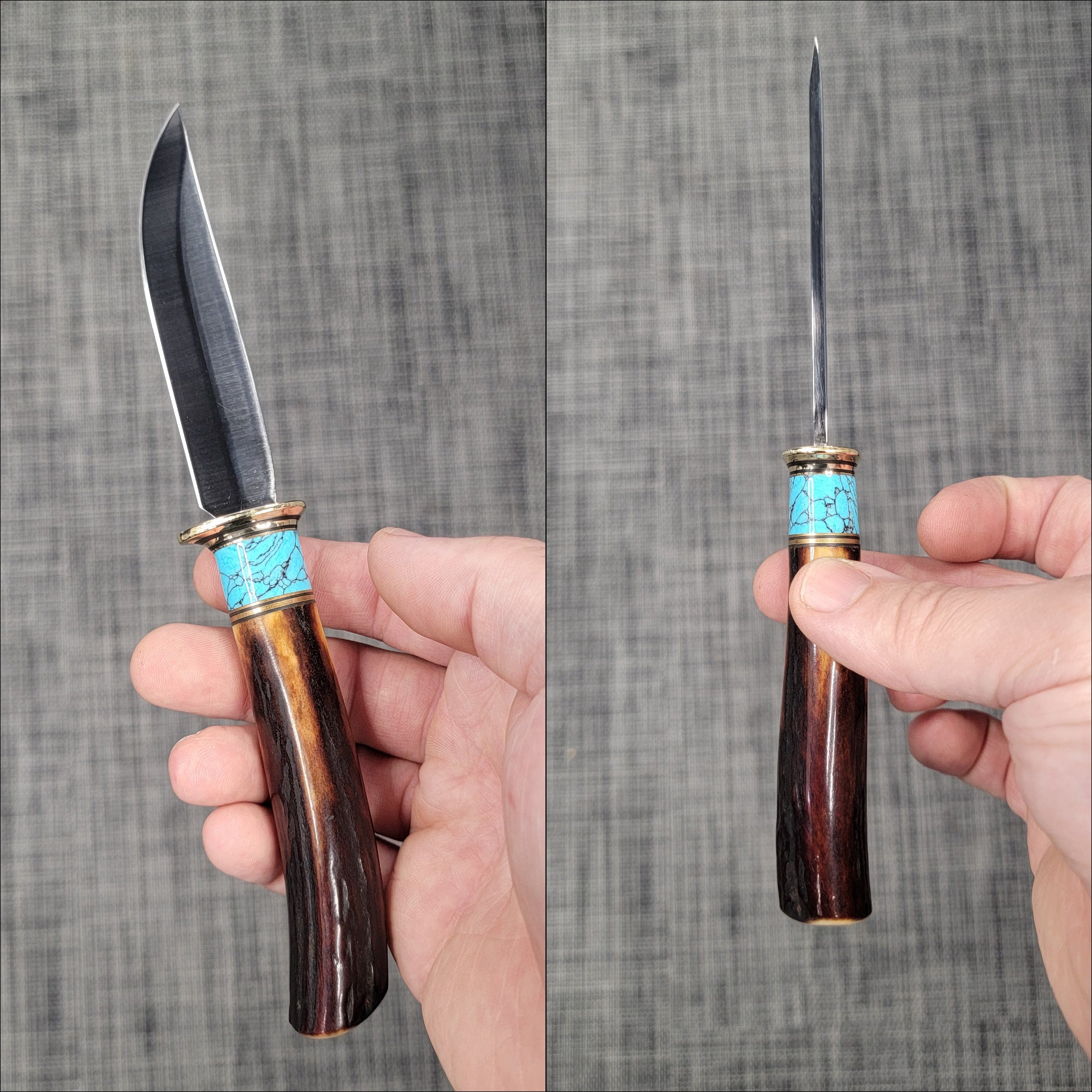 Pete's Custom Knives - All-around utility knife. Lauri 95 - Turquoise with Black web. #43