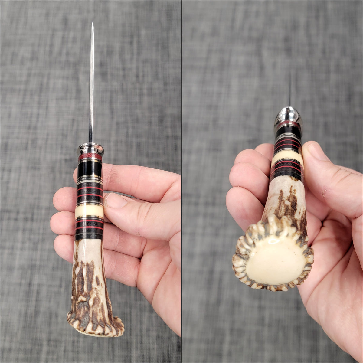 Pete's Custom Knives - Scagel Style knife. Stag crown. Convex blade #44