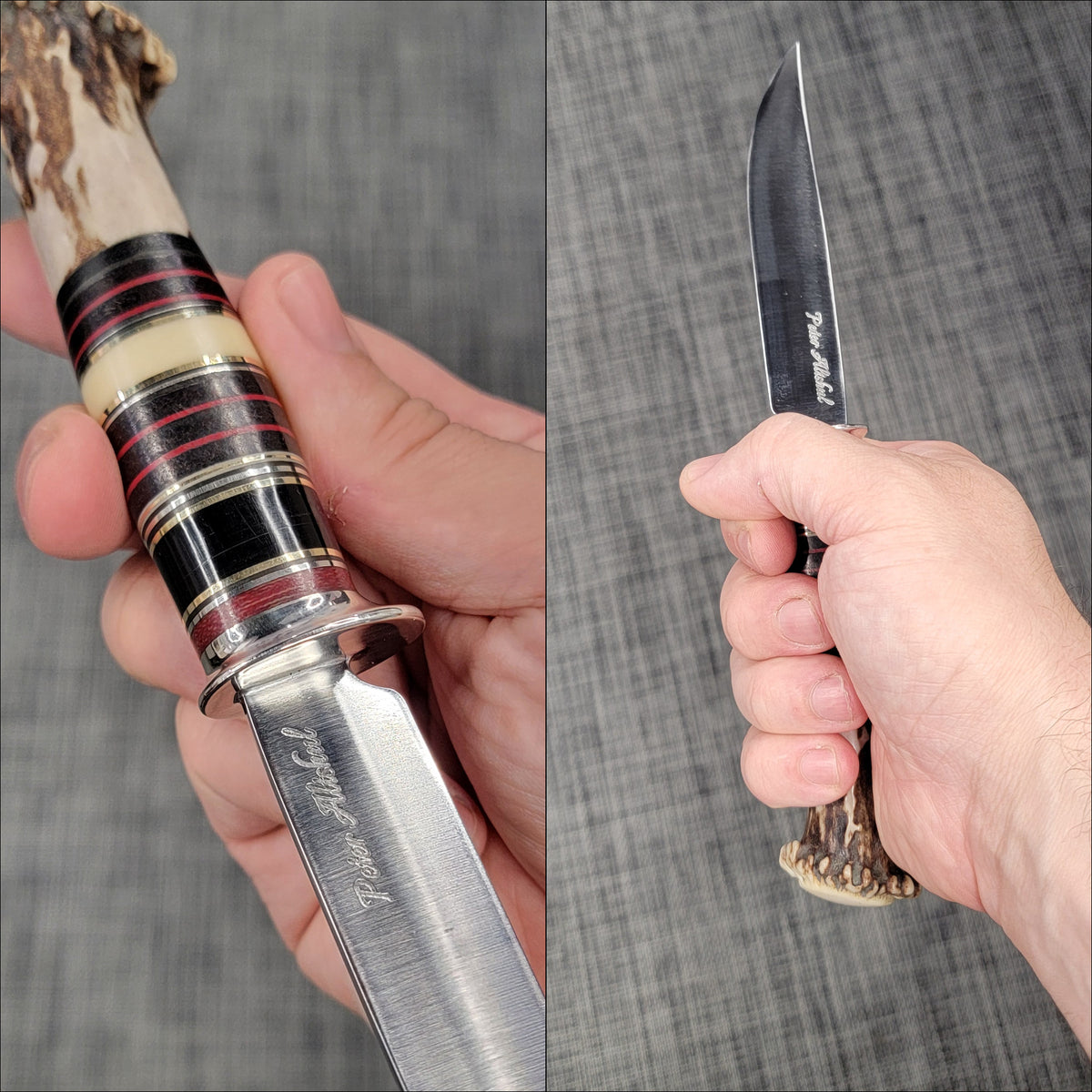 Pete's Custom Knives - Scagel Style knife. Stag crown. Convex blade #44