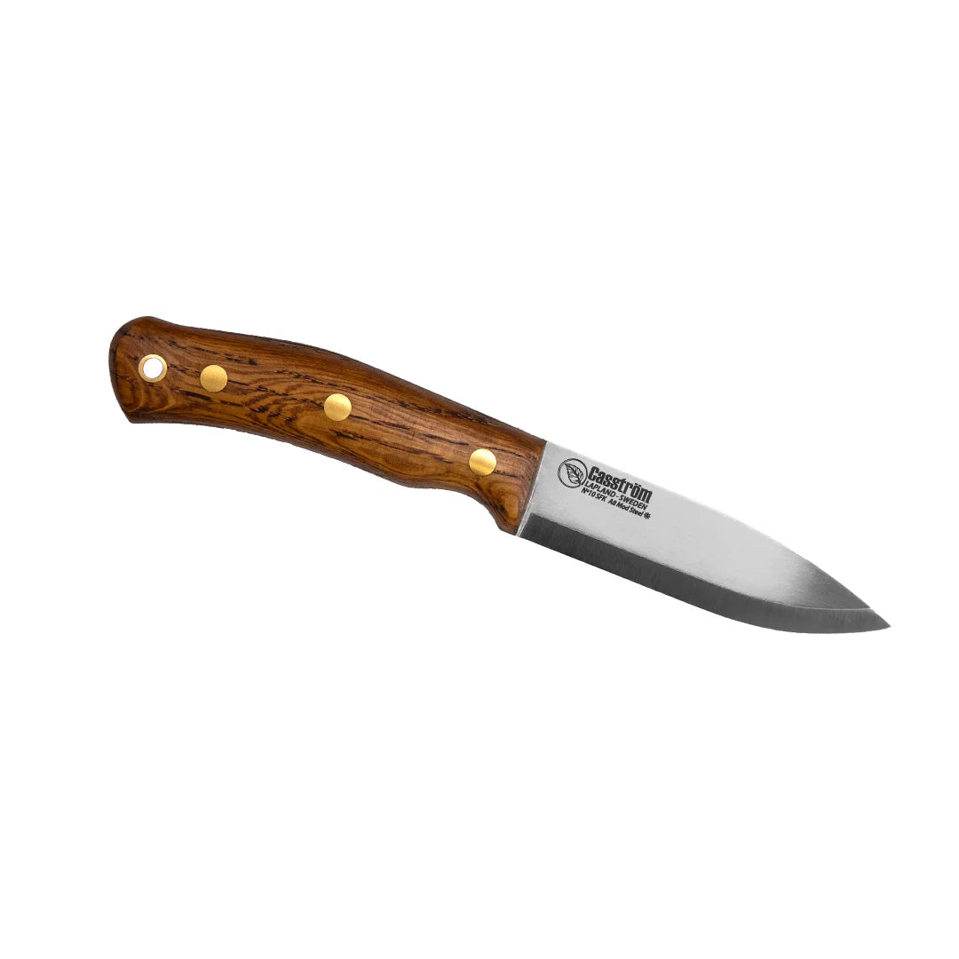 Casstrom No.10 SFK, 4.5mm A8 Mod, Antique Oak , Leather Sheath