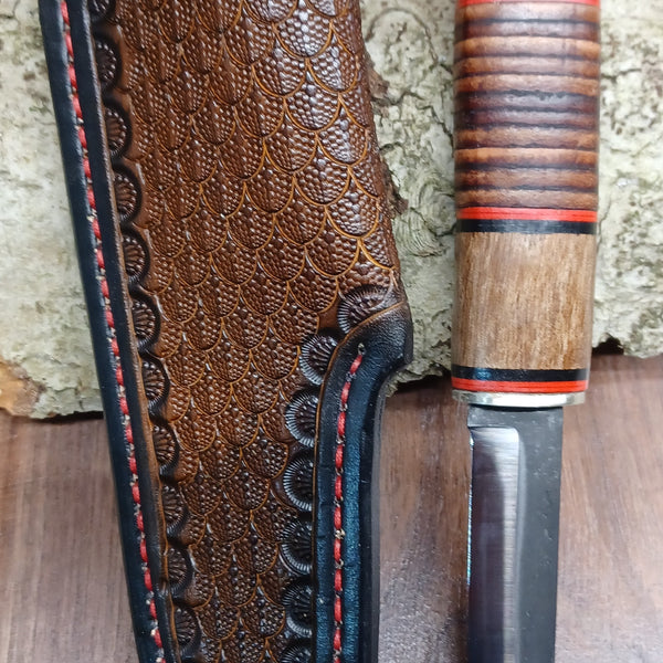 Pecks Woods Leather - Black Walnut / Leather Spacer handle with butter
