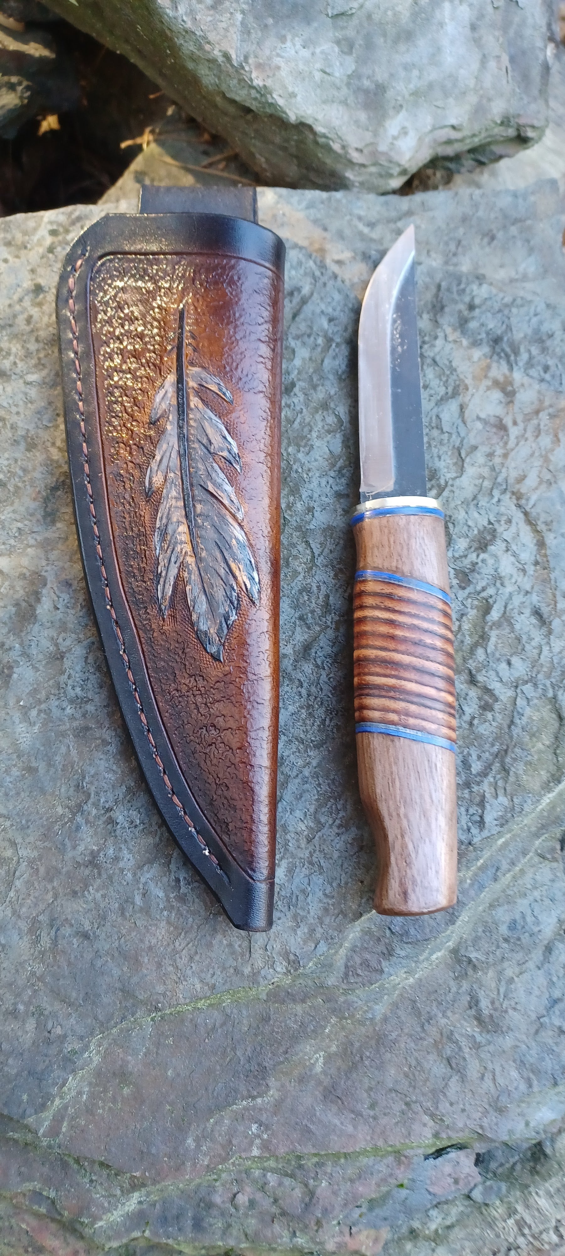 Pecks Woods Leather - Black Walnut / Leather Spacer handle  #138