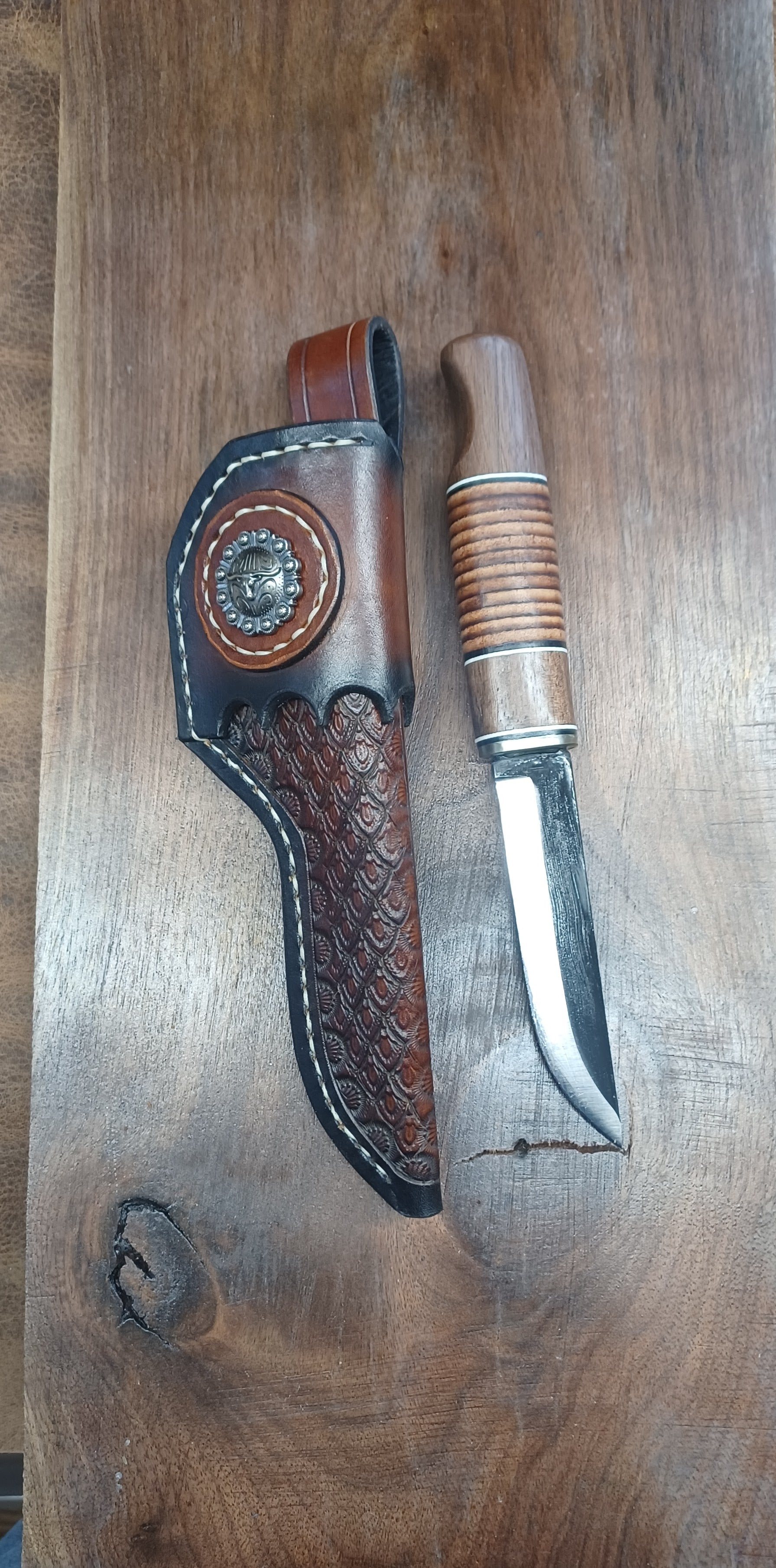 Pecks Woods Leather - Black Walnut / Leather Spacers / G10 #159