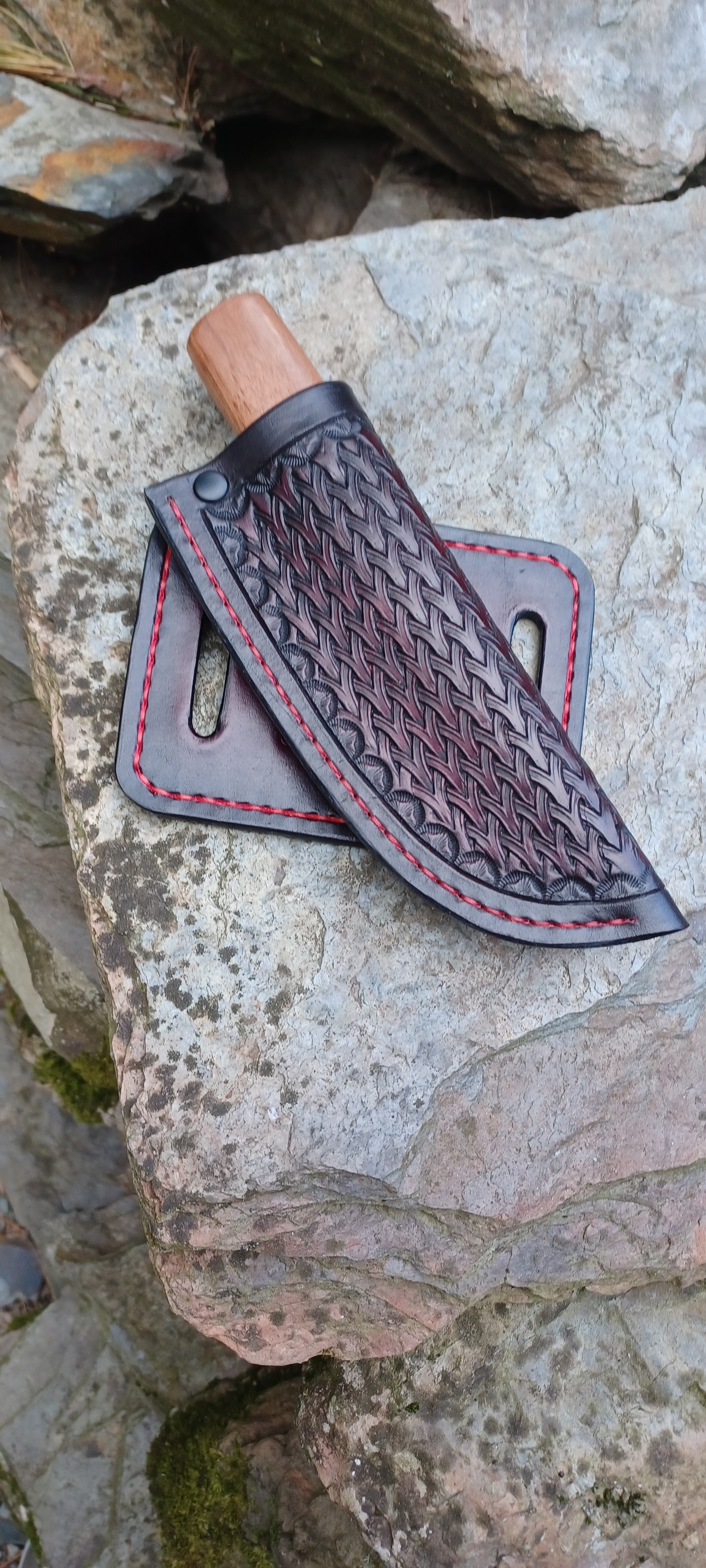 Pecks Woods Leather - Maple / Leather Spacer Handle with Multi Directional Sheath #161