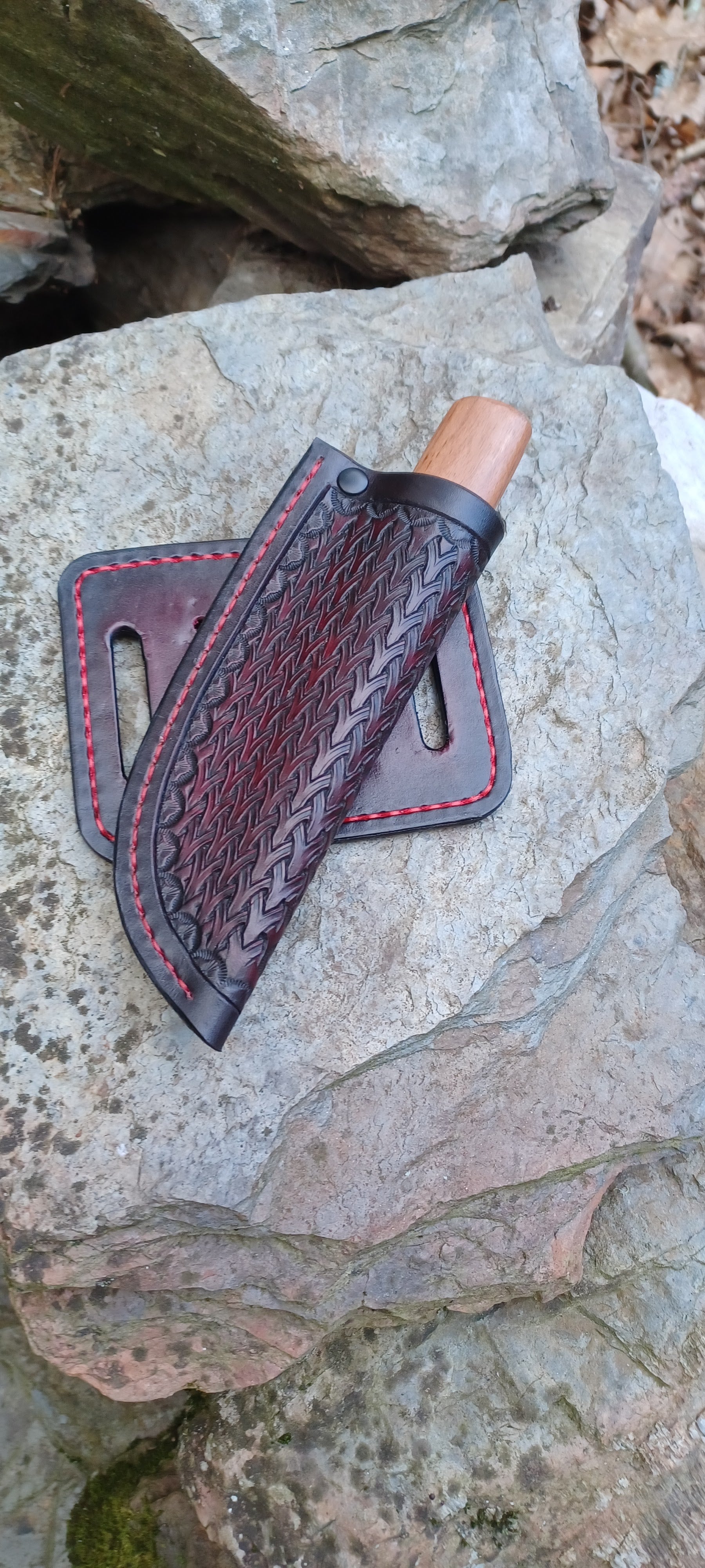 Pecks Woods Leather - Maple / Leather Spacer Handle with Multi Directional Sheath #161