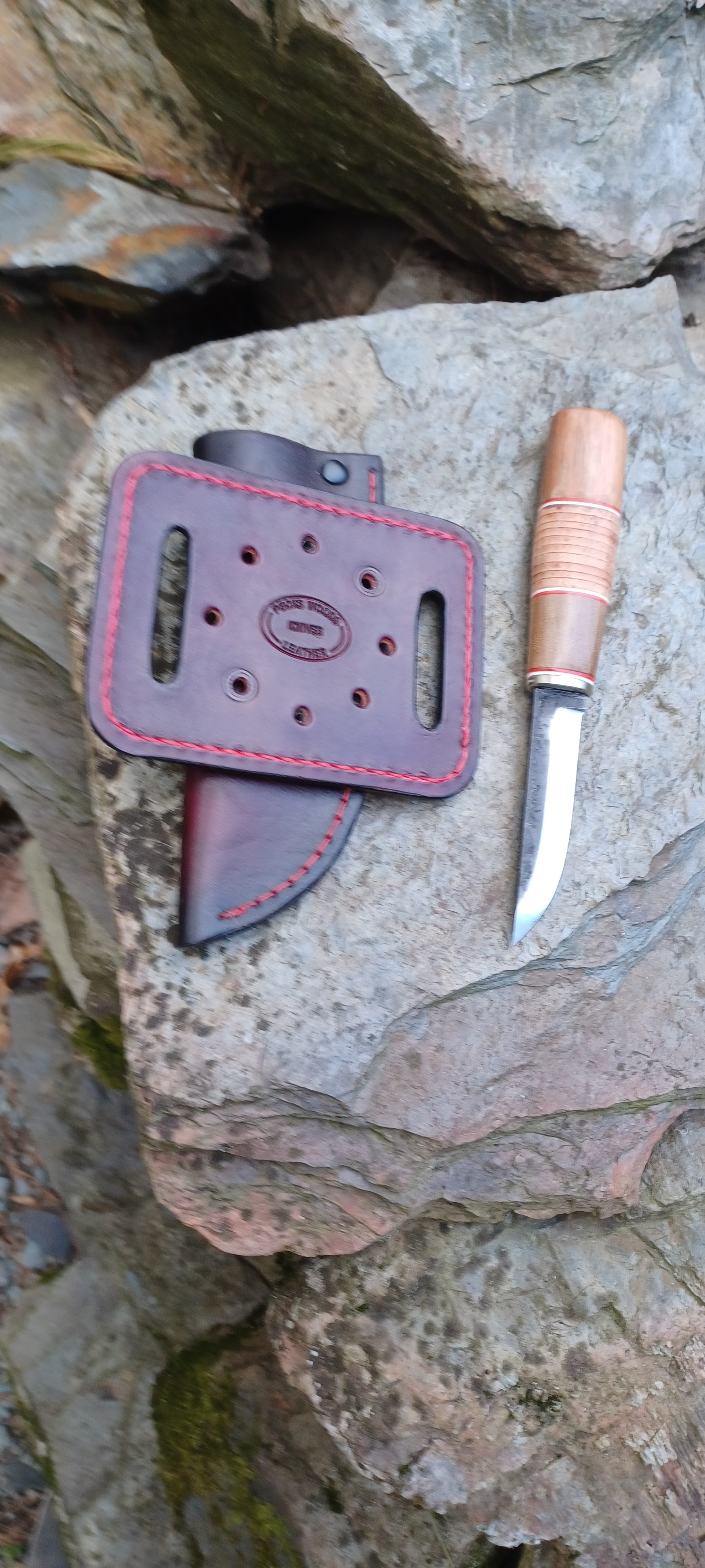 Pecks Woods Leather - Maple / Leather Spacer Handle with Multi Directional Sheath #161