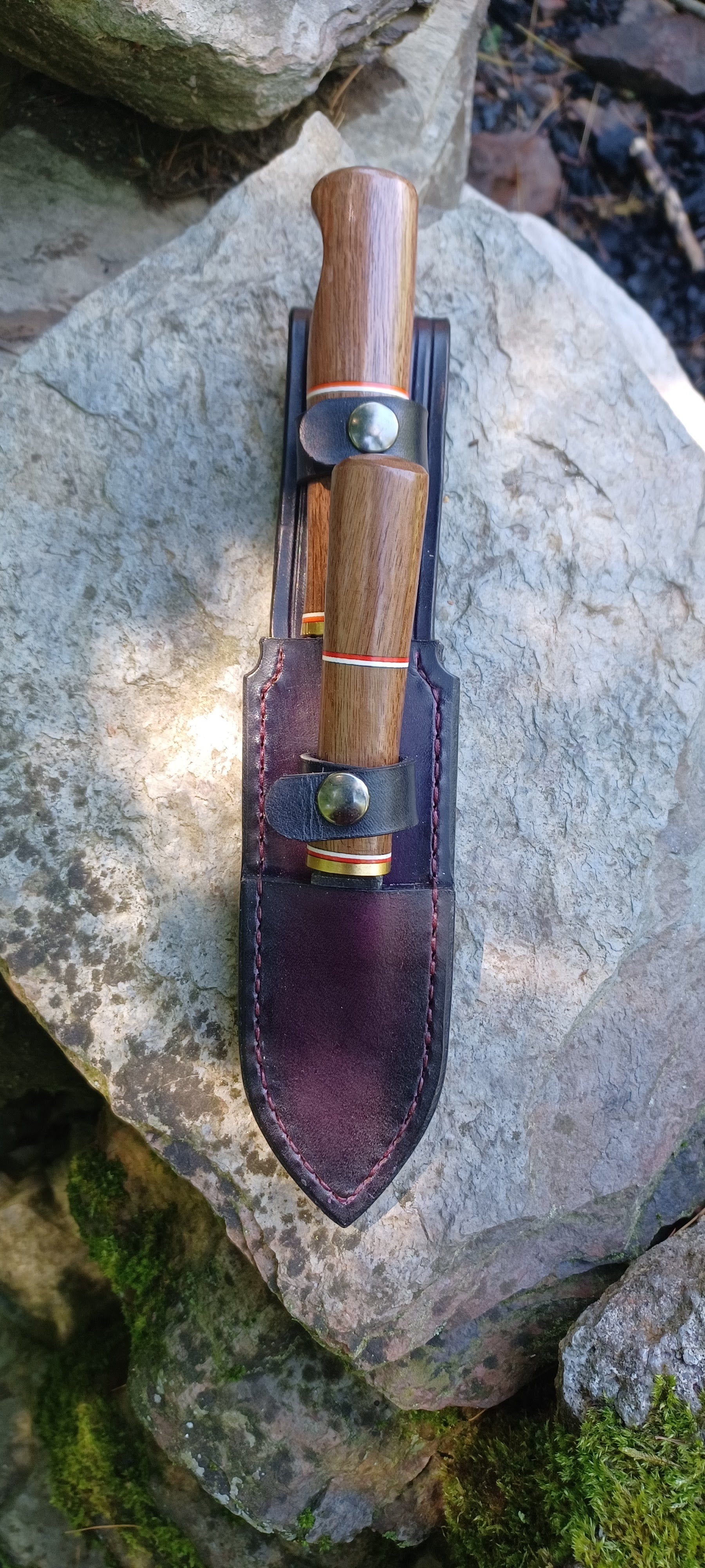 Pecks Woods Leather - Double Set! Black Walnut / G10 #169