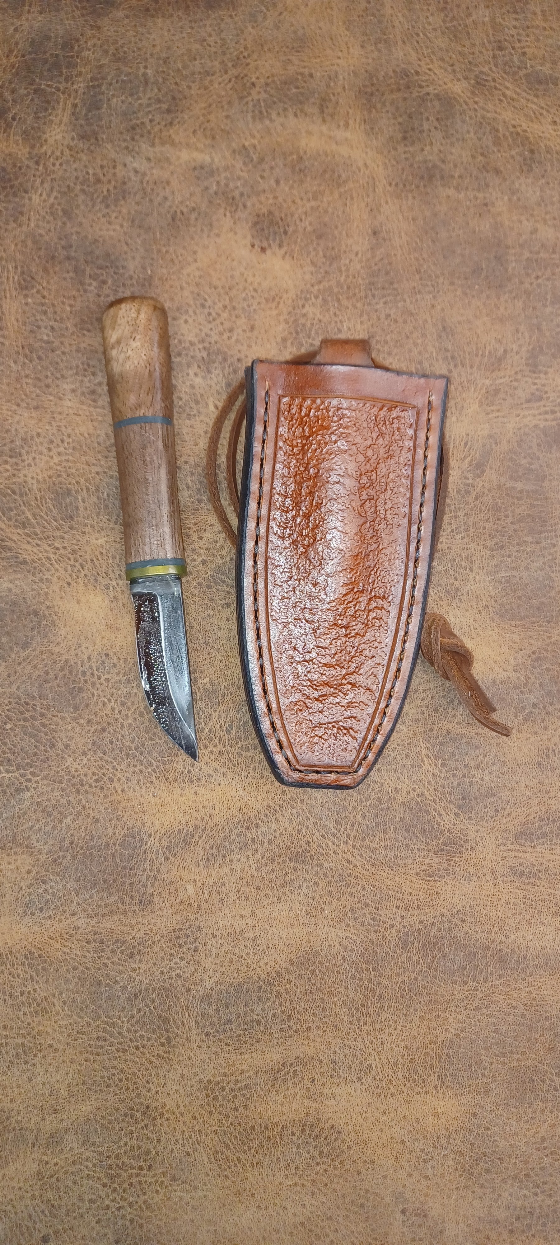Pecks Woods Leather - Black Walnut neck knife #173