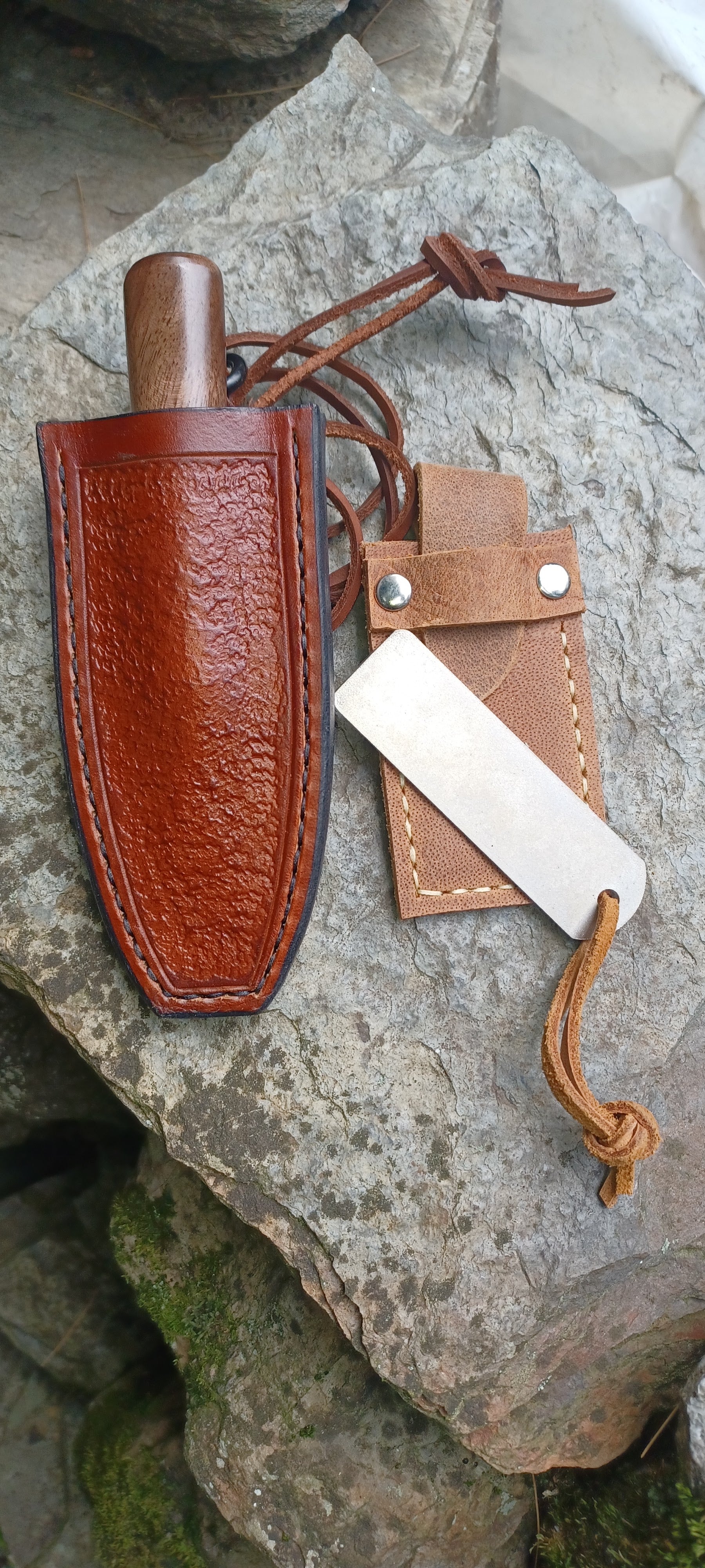 Pecks Woods Leather - Black Walnut neck knife #173