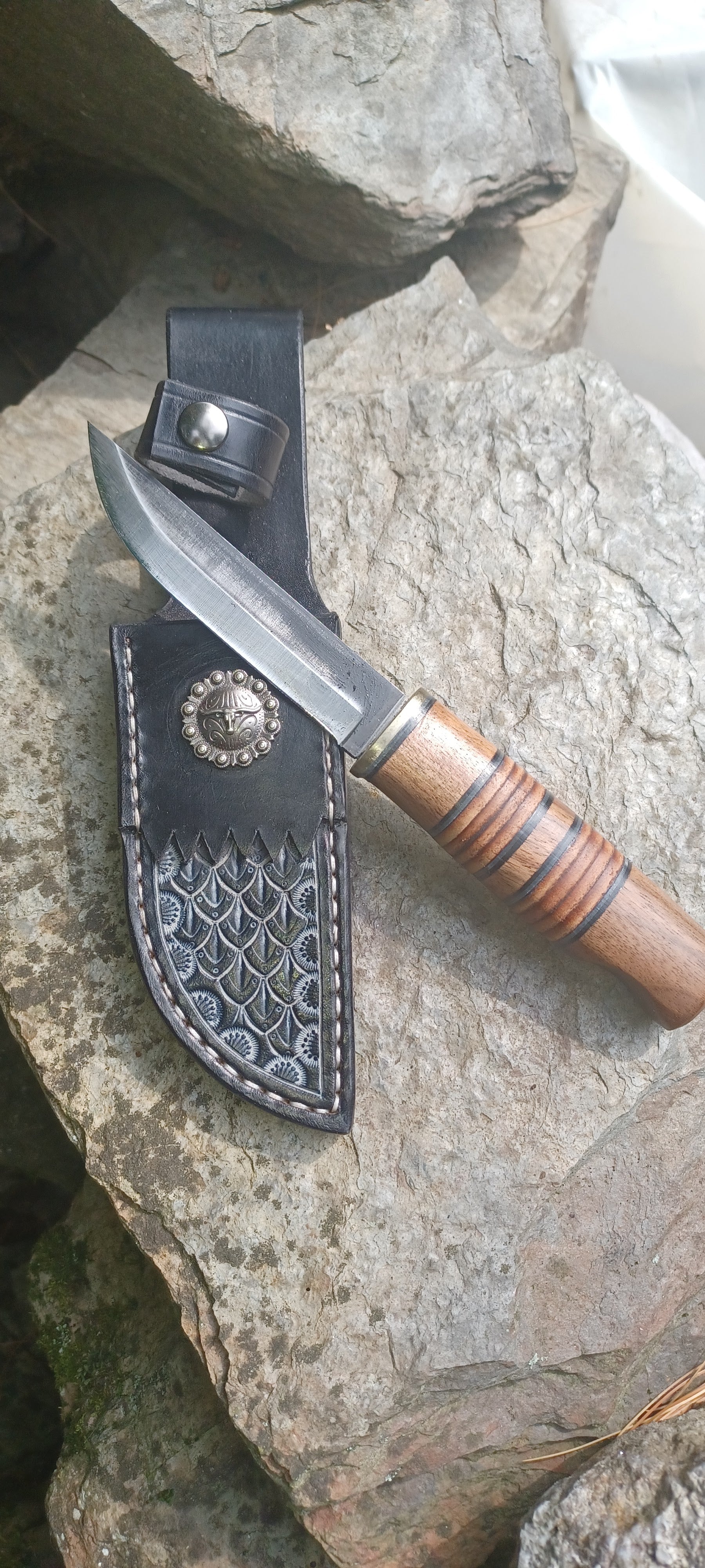 Pecks Woods Leather - Black Walnut, G10 and Leather Spacers #178