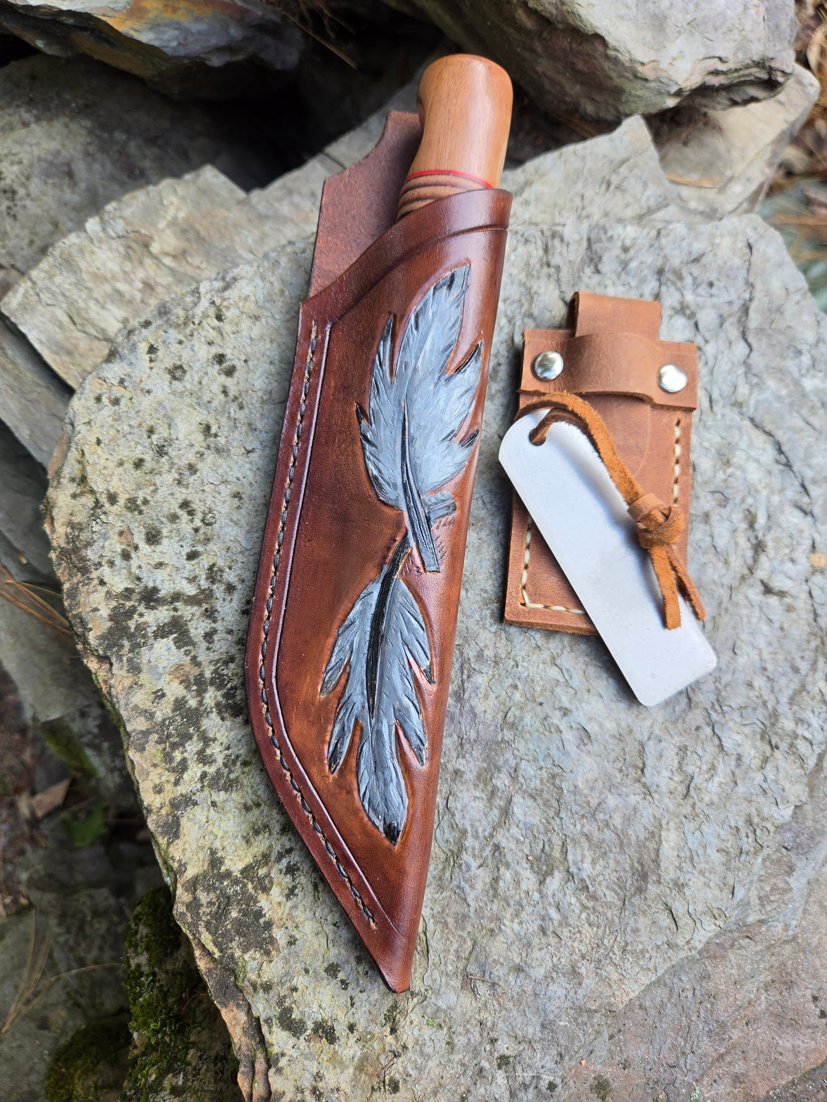 Pecks Woods Leather - Black Walnut / Leather / G10  #185