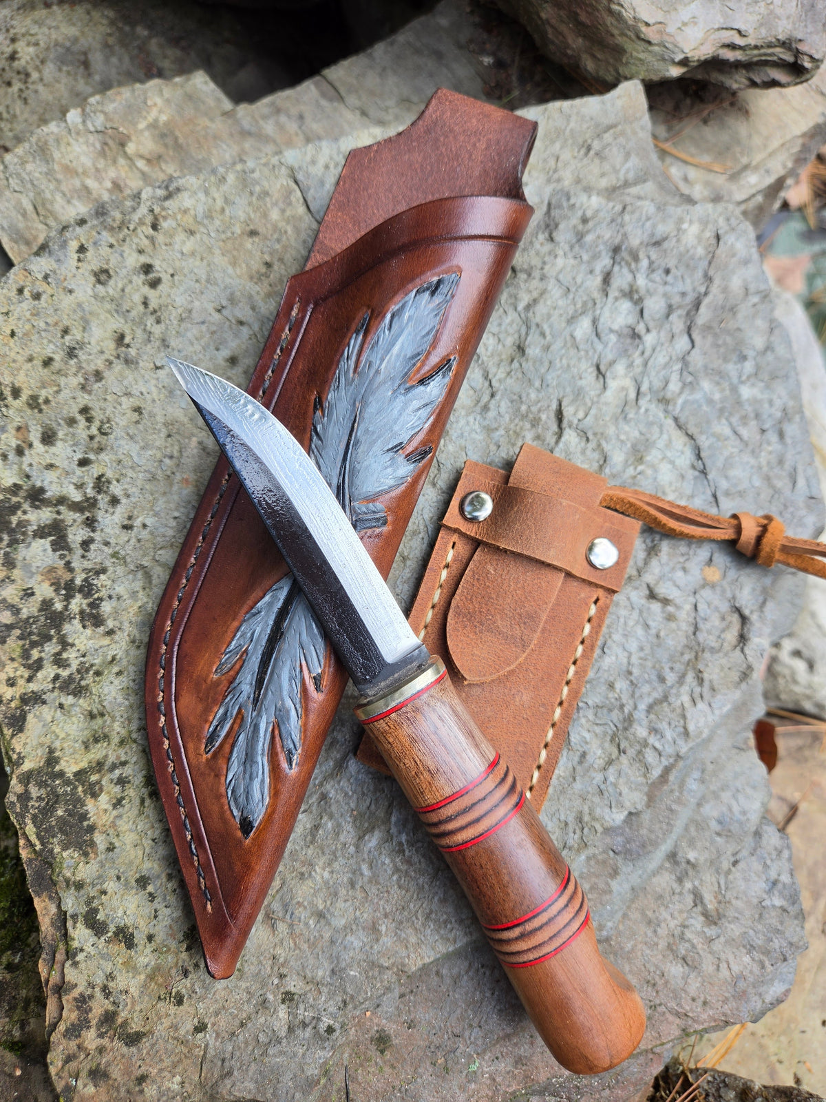 Pecks Woods Leather - Black Walnut / Leather / G10  #185