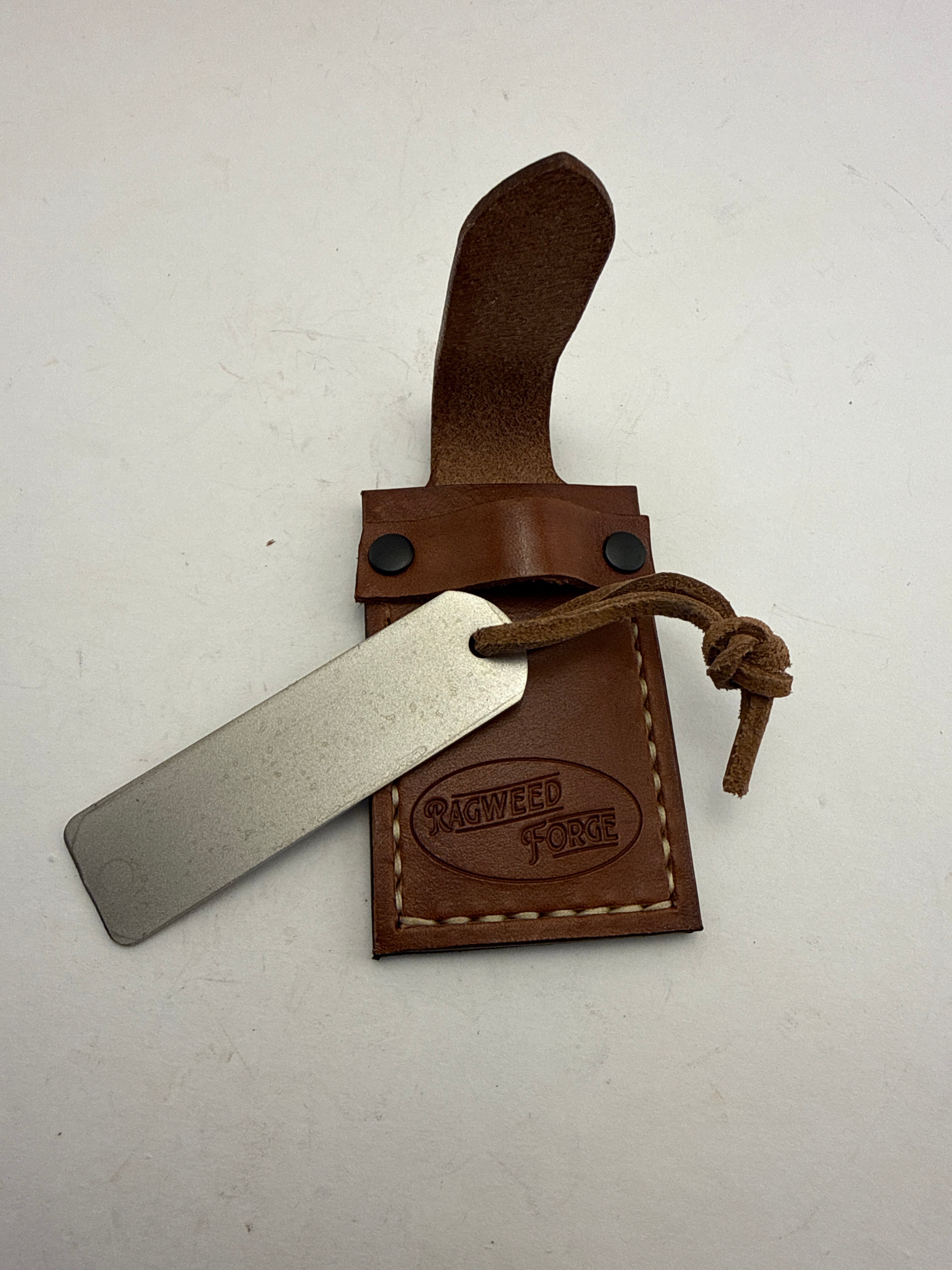 Sharpening - 2 Sided Diamond Plate with Leather sheath From Ragweed Forge #8 - Brown