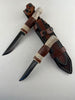 Pecks Woods Leather - Leather Spacer handle with antler pieces DOUBLE SET #117