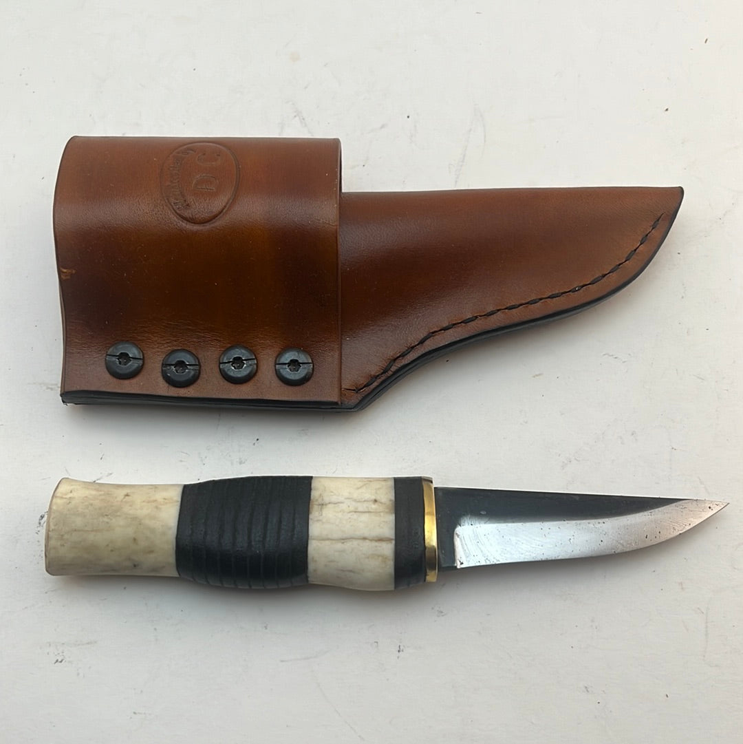 Pecks Woods Leather - Leather Spacer handle with antler pieces #77 (Scout Carry)