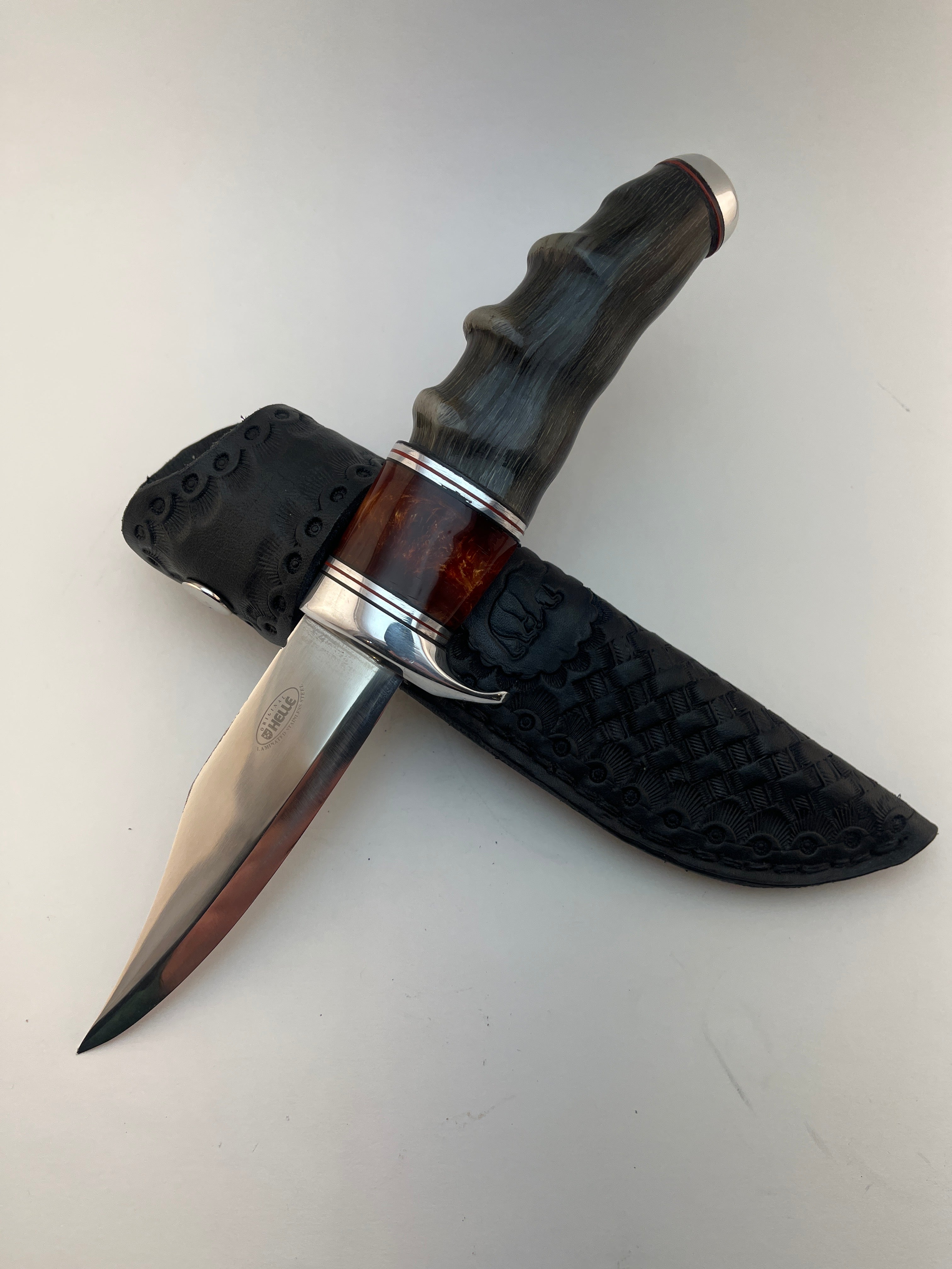 Skala Custom Knives - (Helle Bowie Blade) Bos Bok Handle / Acrylic - #130