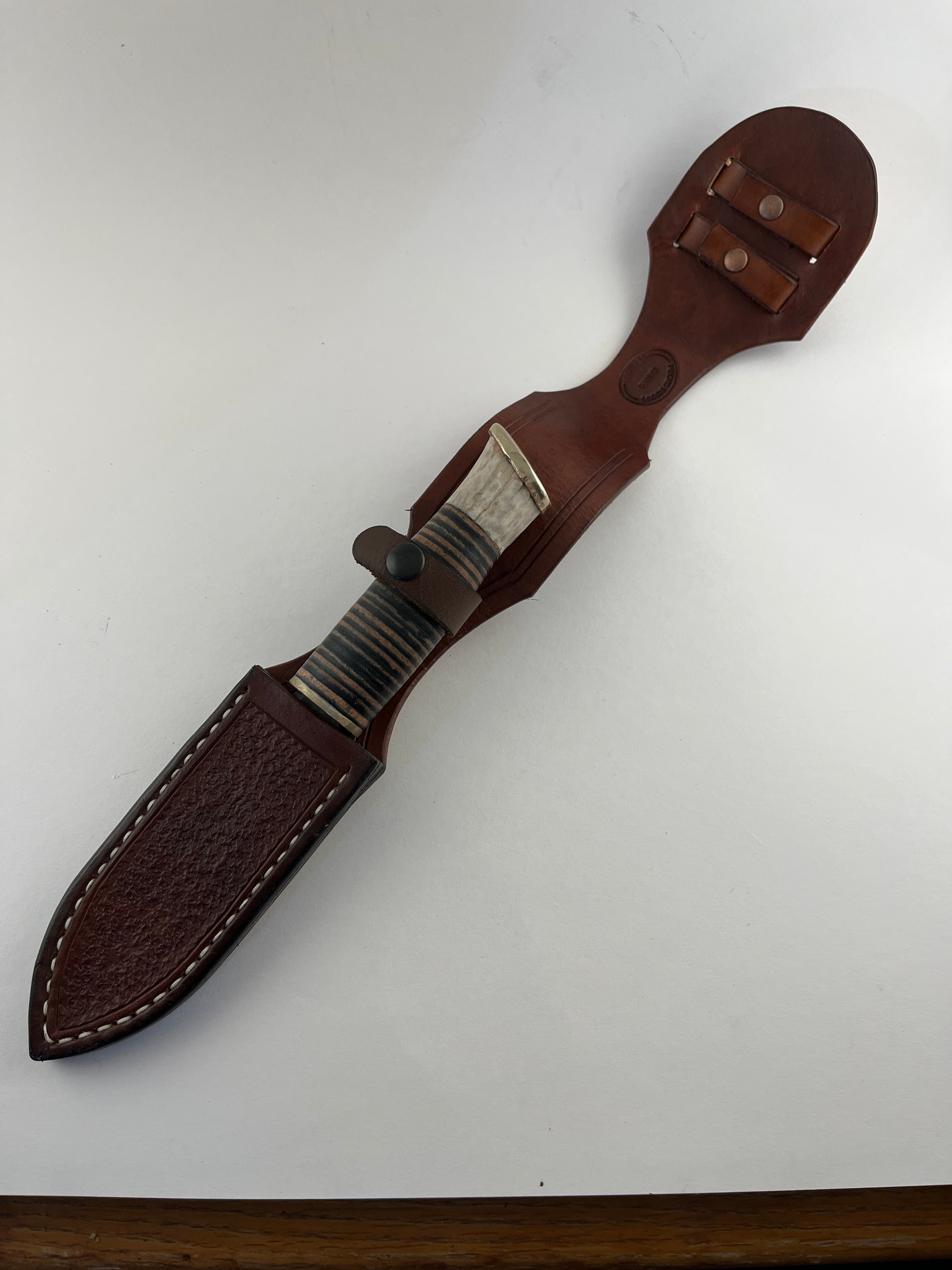 Pecks Woods Leather - Whitetail Antler/Leather Spacer Handle #123