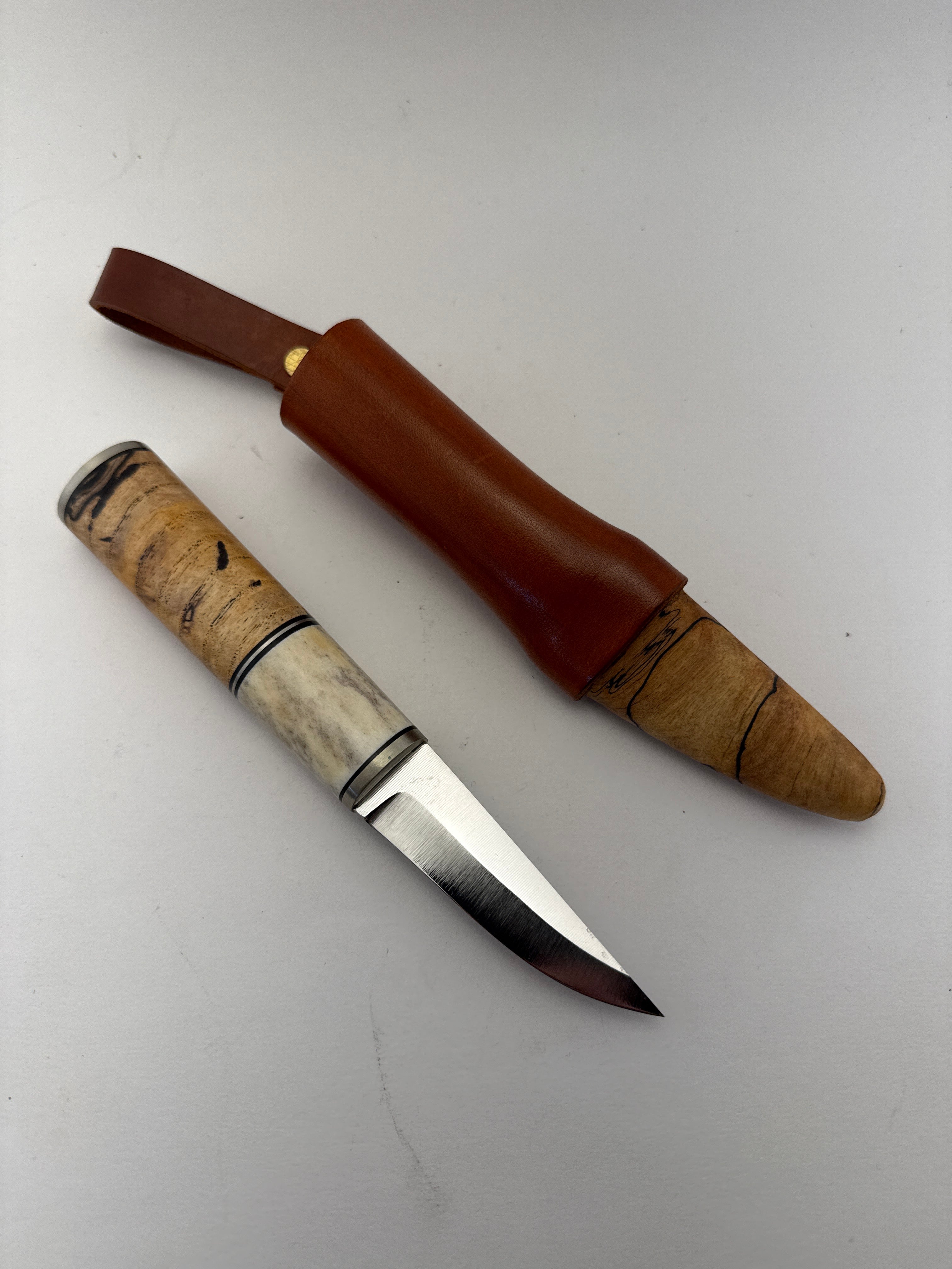 JL Knives Custom Puukko With Wood Sheath #54