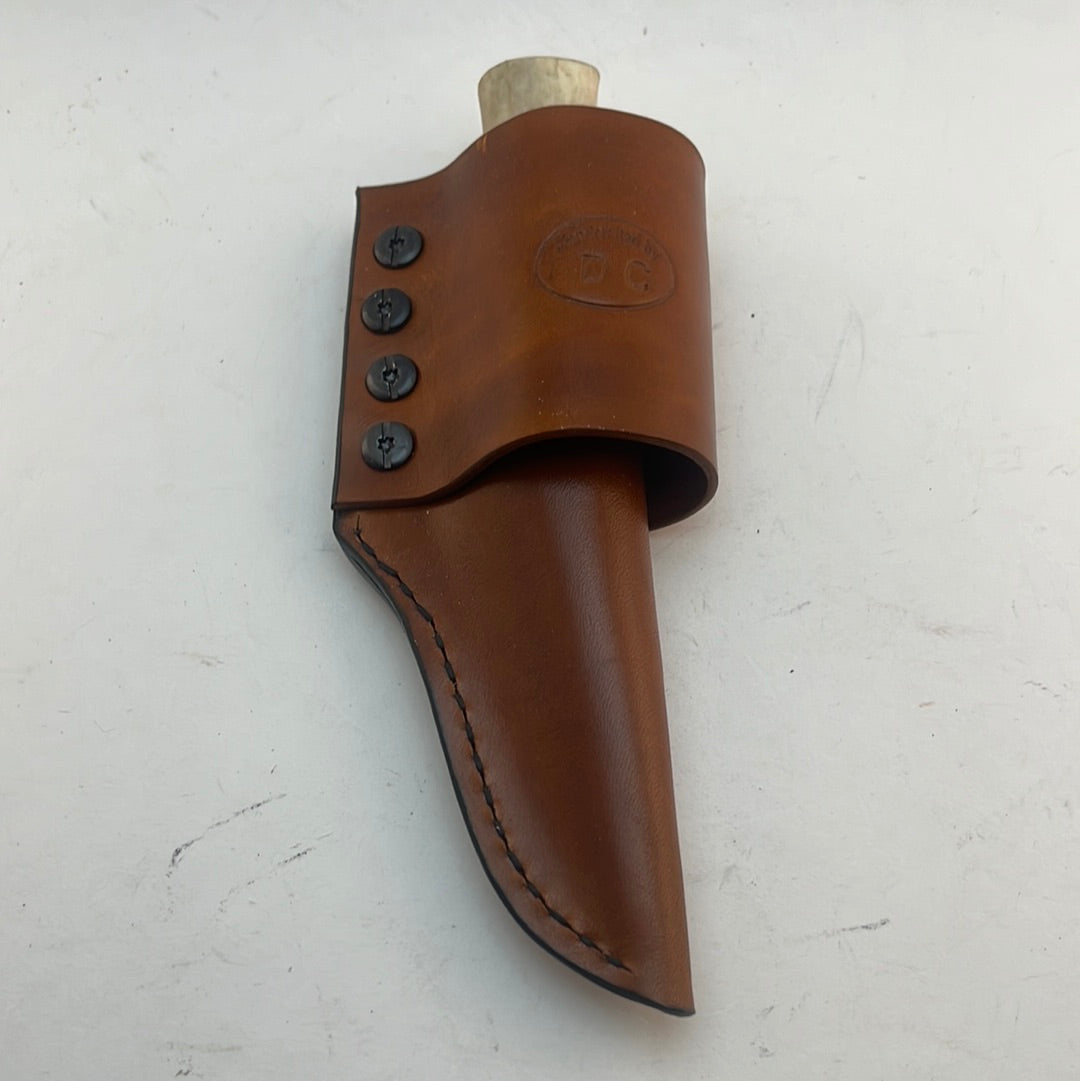 Pecks Woods Leather - Leather Spacer handle with antler pieces #77 (Scout Carry)