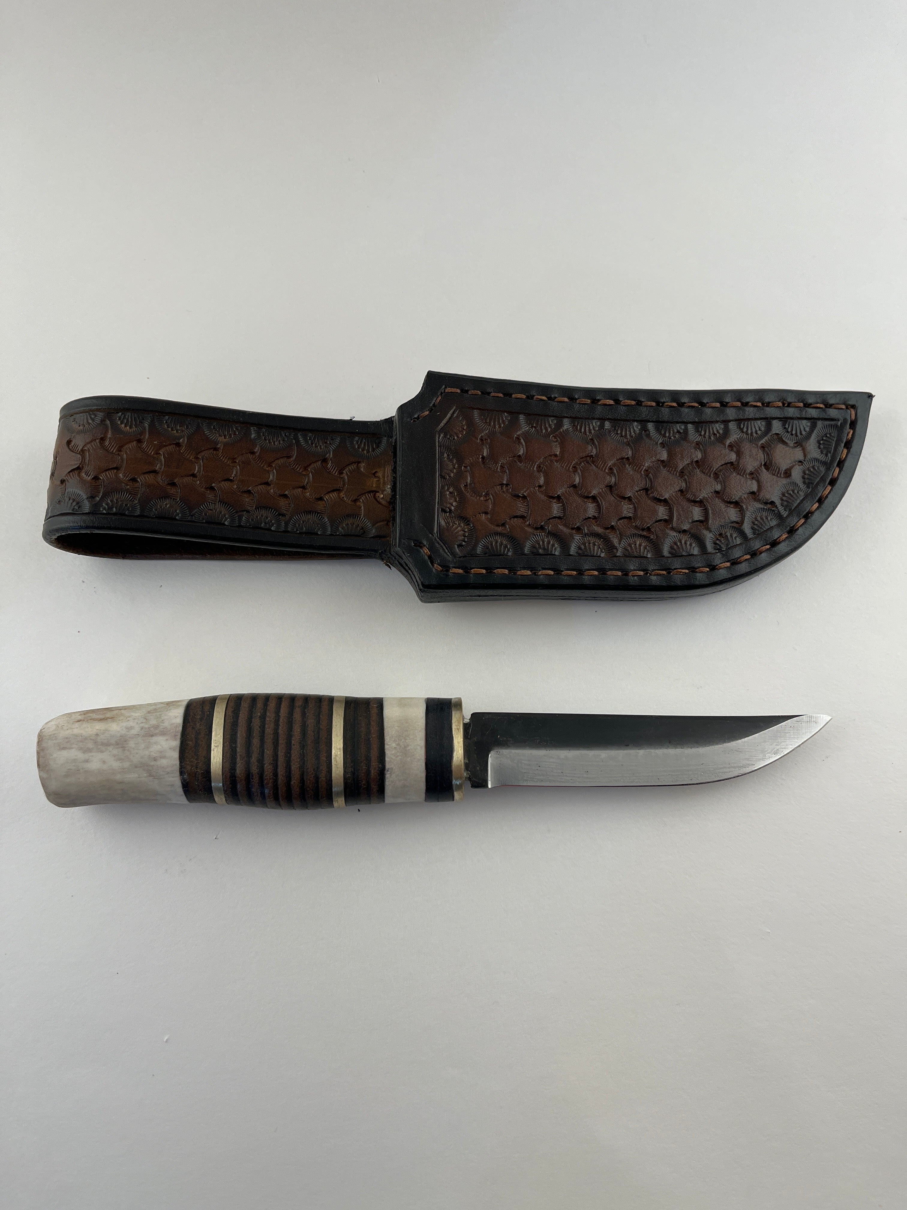 Pecks Woods Leather - Antler & Leather Spacer handle . Magnetic Retention! #120