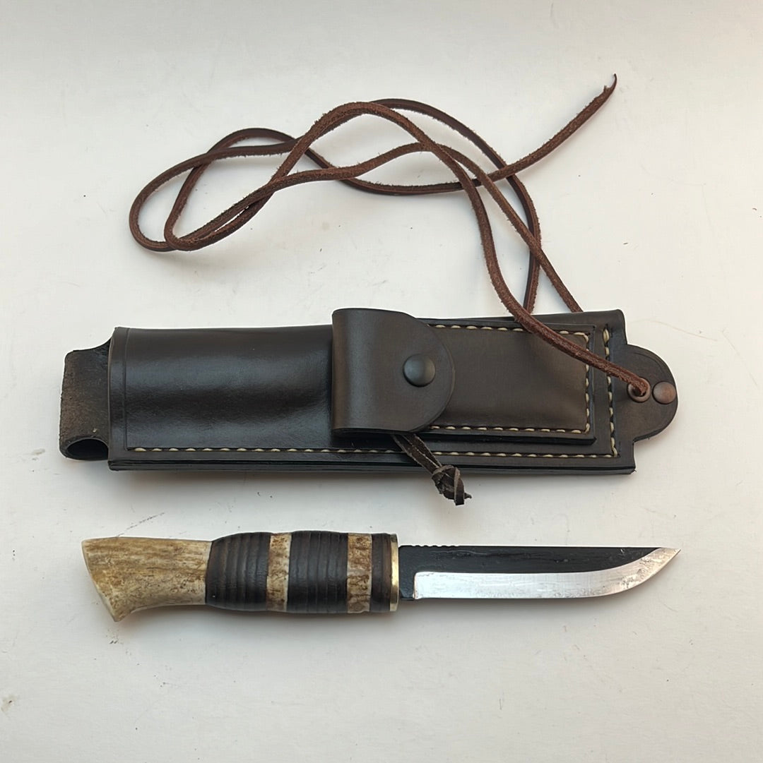 Pecks Woods Leather - Knife, Diamond Sharpener, and Leather sheath #71