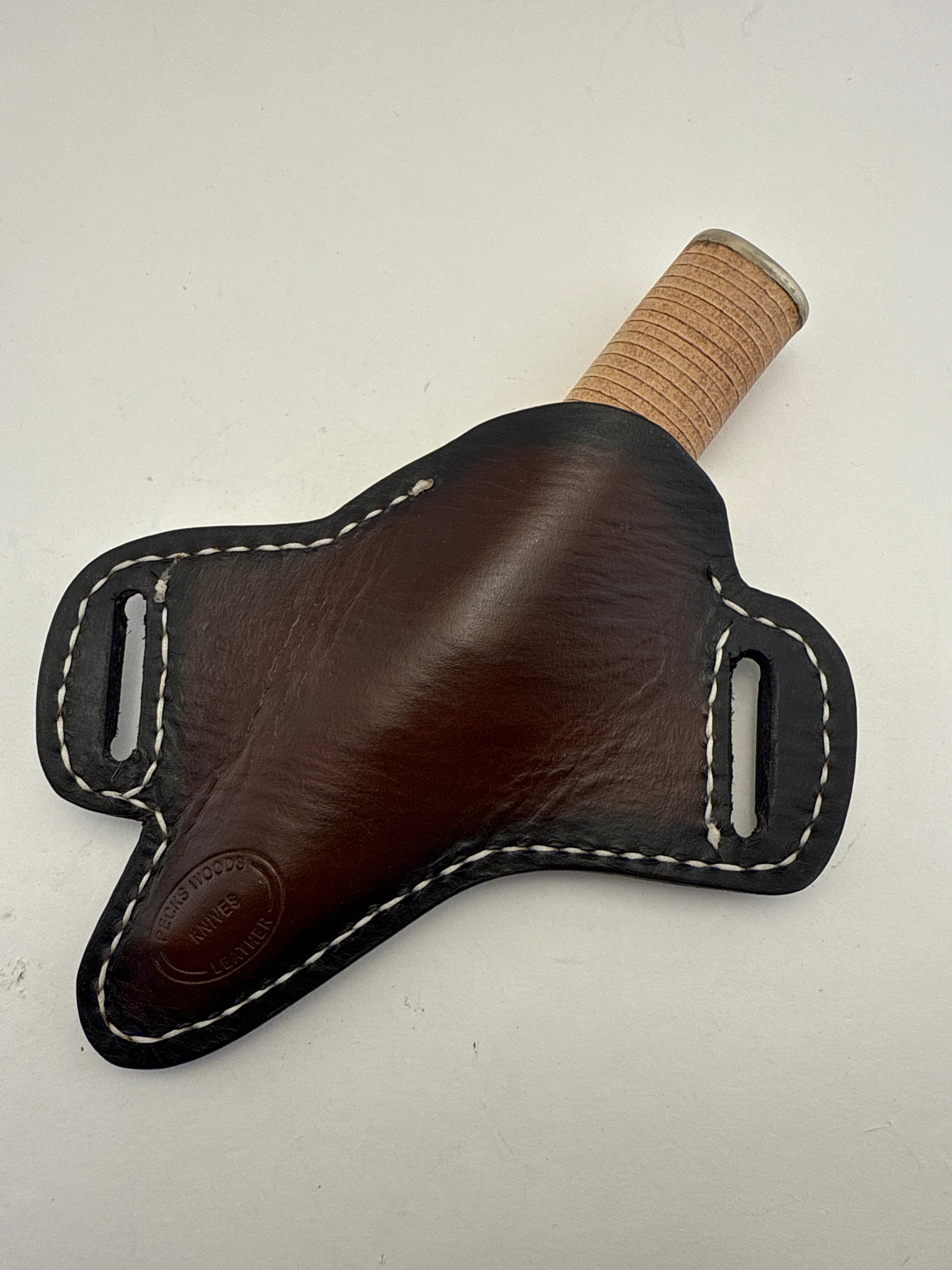 Pecks Woods Leather - Leather Spacer Handle with Cross Draw Sheath #125