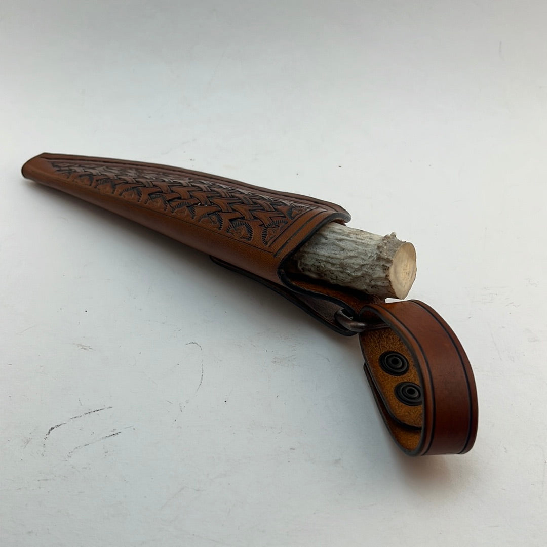 Pecks Woods Leather - Leather Spacer handle with antler piece #69