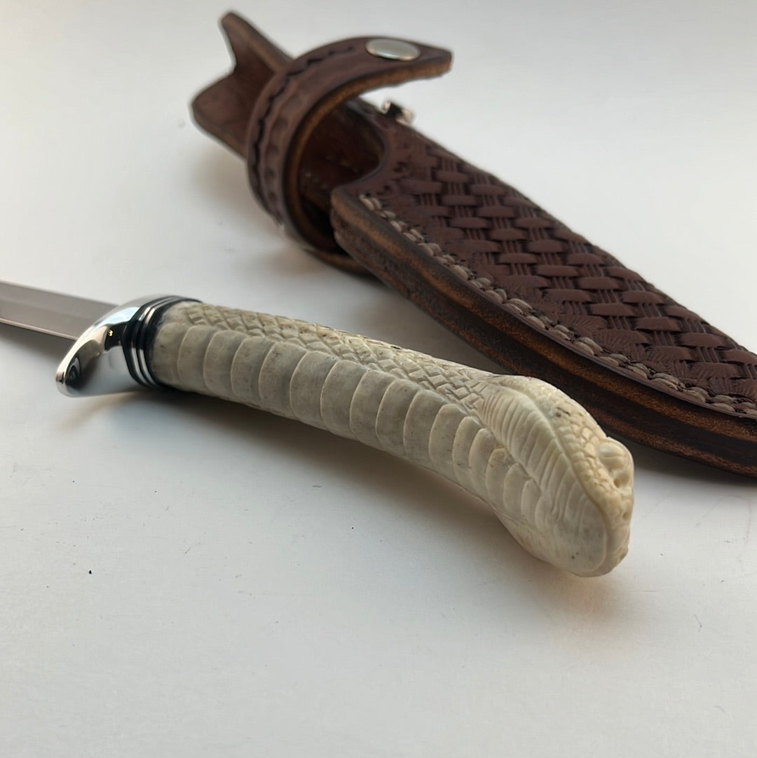 Skala Custom Knives - Carved Snake's Head (whitetail antler) #101