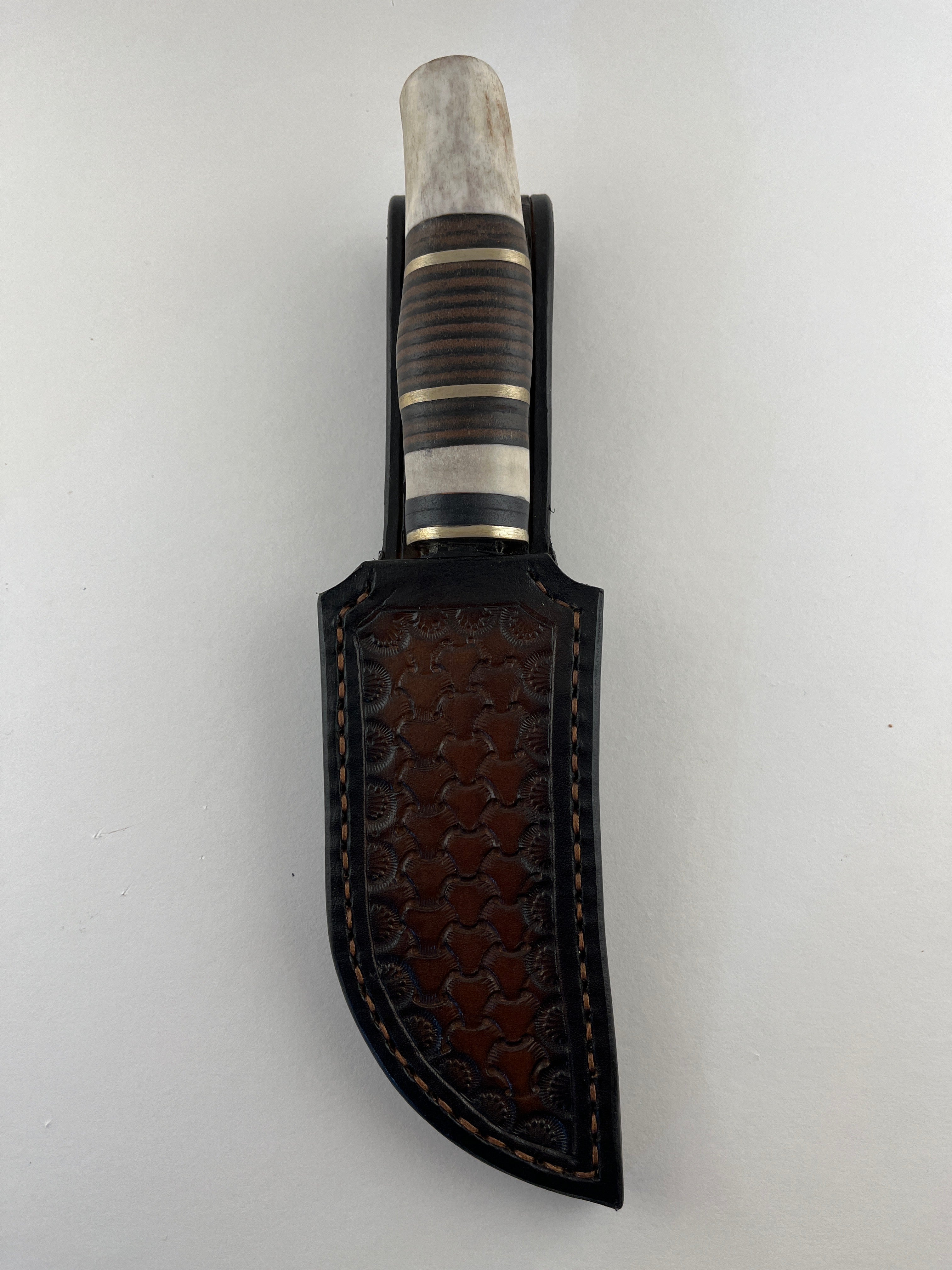Pecks Woods Leather - Antler & Leather Spacer handle . Magnetic Retention! #120