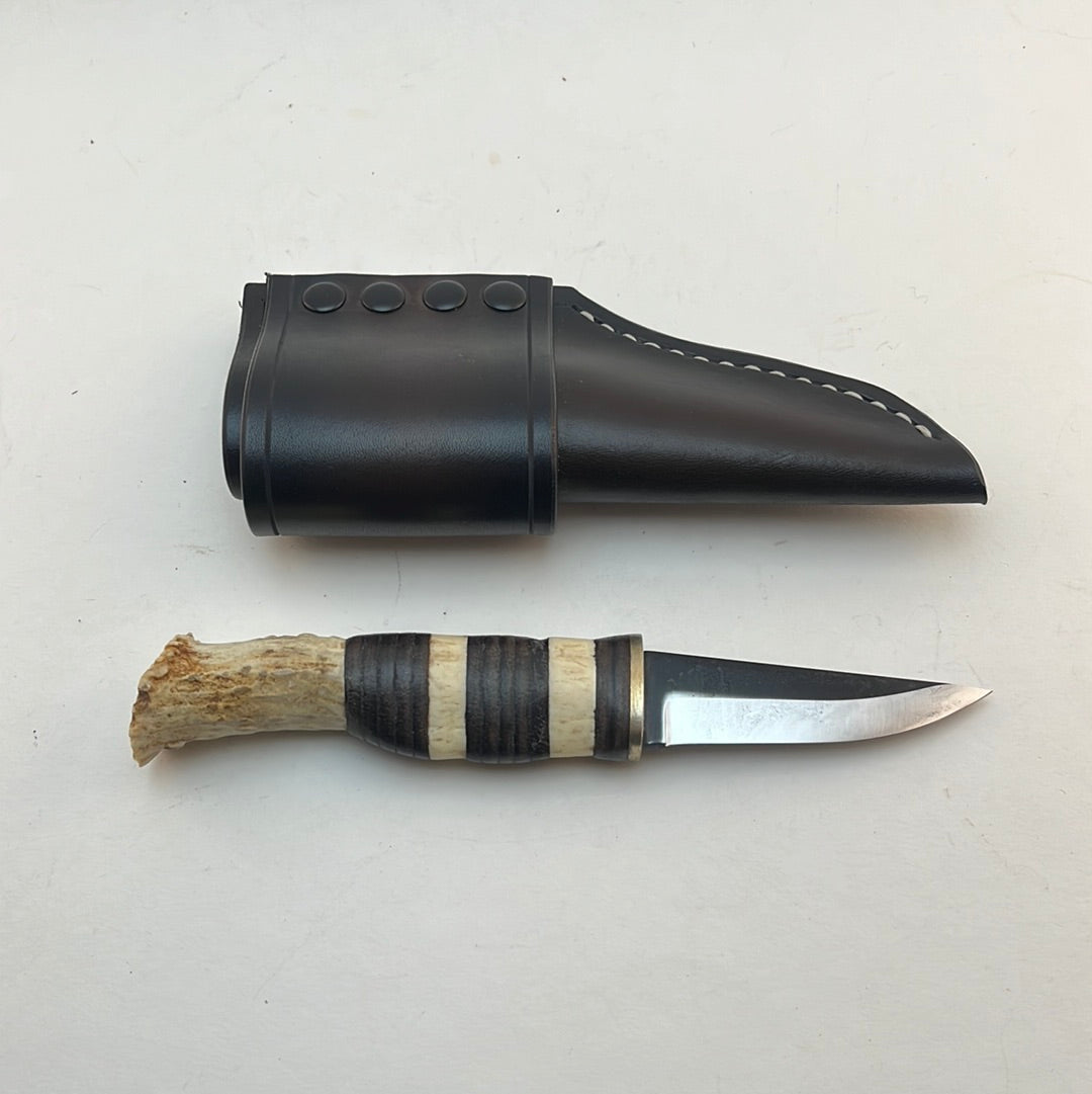 Pecks Woods Leather - Leather Spacer handle with antler pieces #67 (Scout Carry)