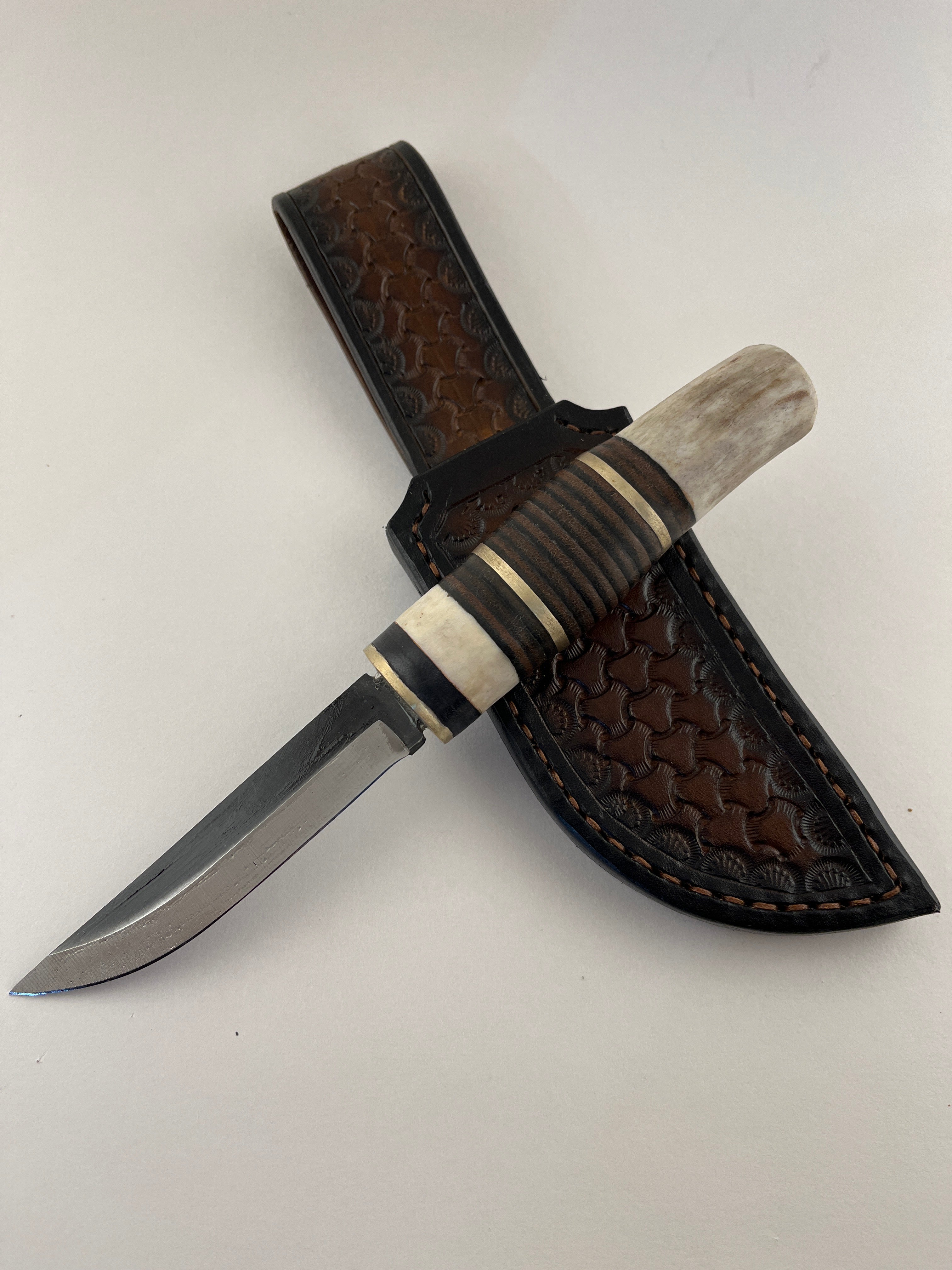 Pecks Woods Leather - Antler & Leather Spacer handle . Magnetic Retention! #120