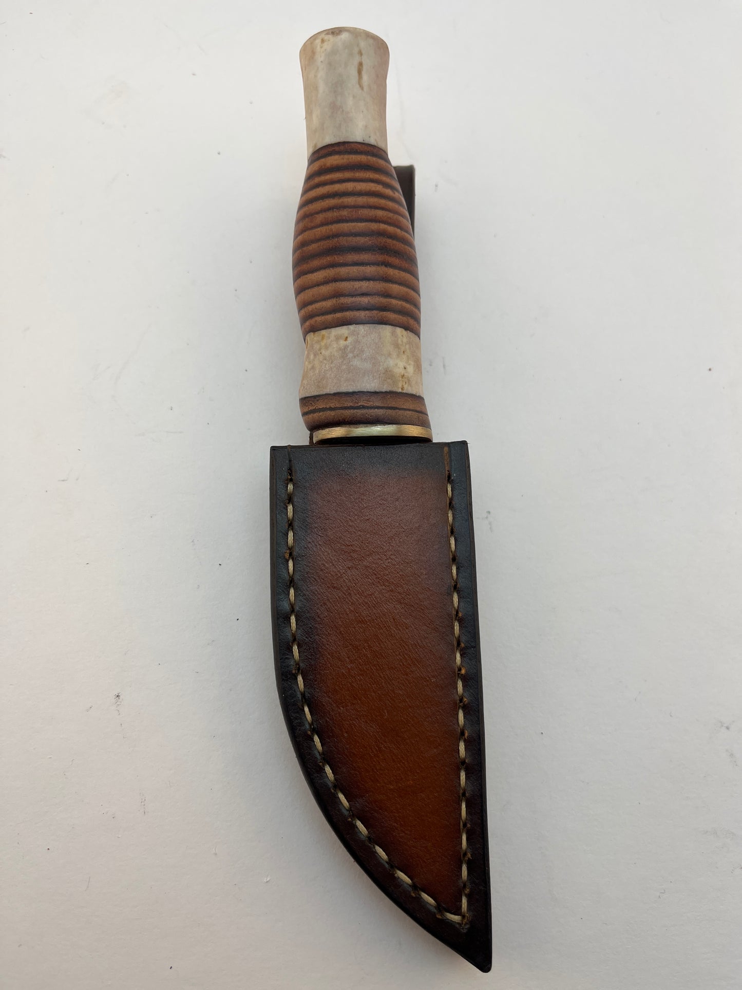 Pecks Woods Leather - Leather Spacer handle with antler pieces. Magnetic Retention! #94