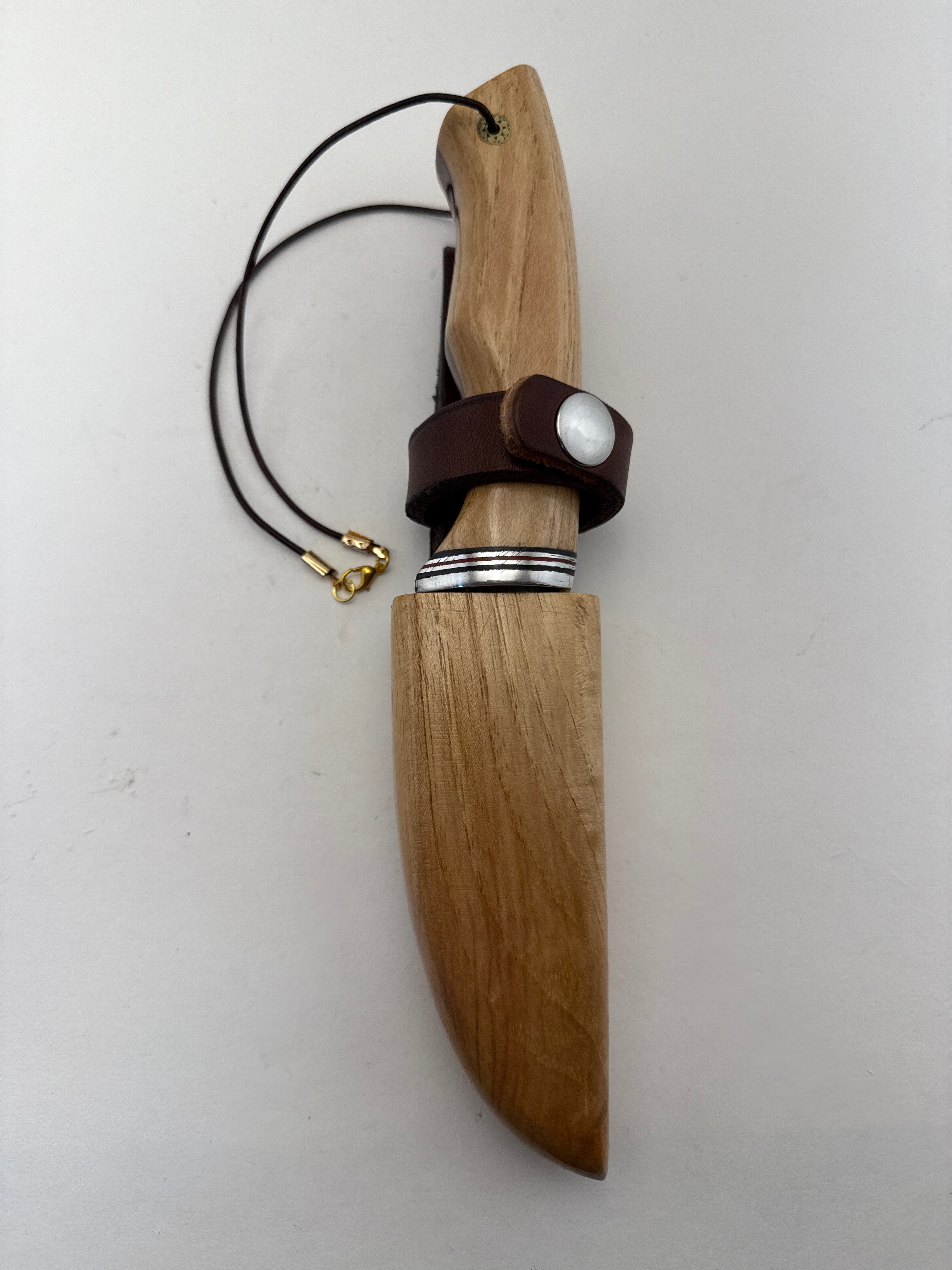 Skala Custom Knives - Lauri Stainless 105mm / Hickory wood Handle and Sheath! - #151