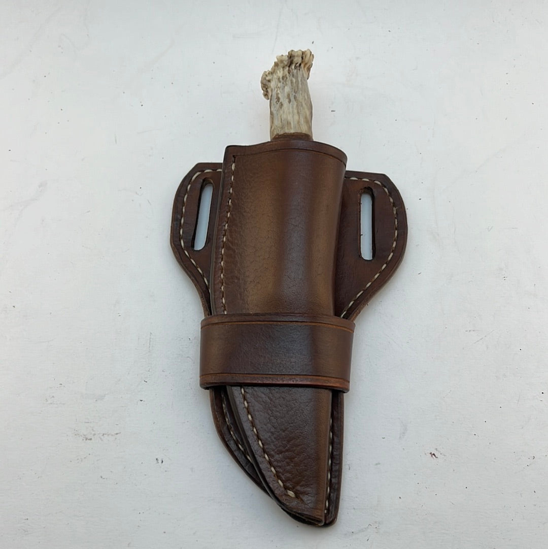 Pecks Woods Leather - Leather Spacer handle with antler pieces #35