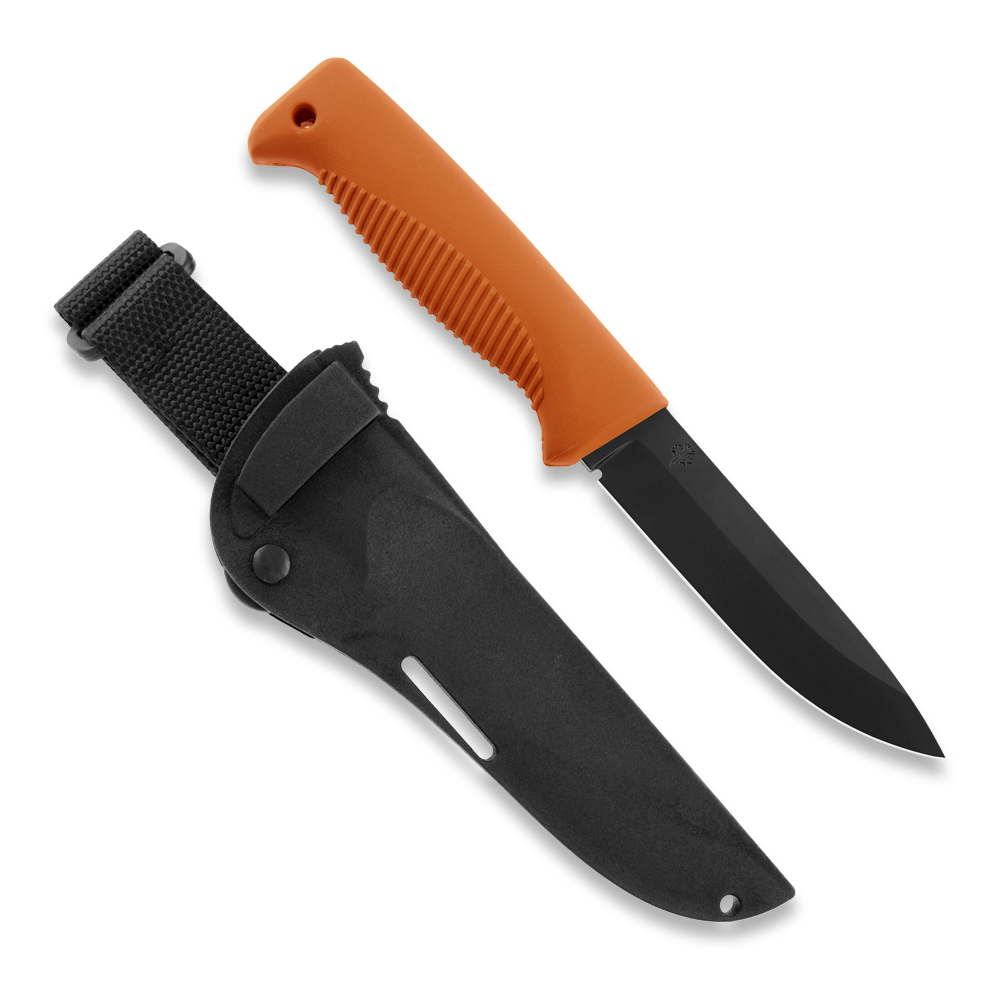 Peltonen M07 Ranger Puukko Black Cerakote Orange Handle FJP137