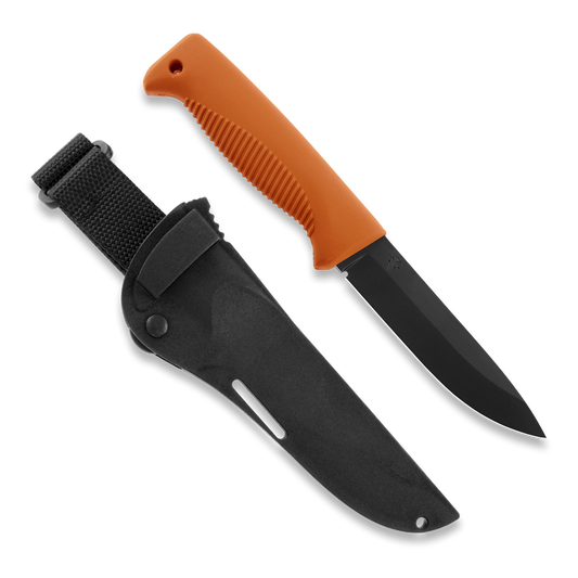 Peltonen M07 Ranger Puukko Black Cerakote Orange Handle FJP137