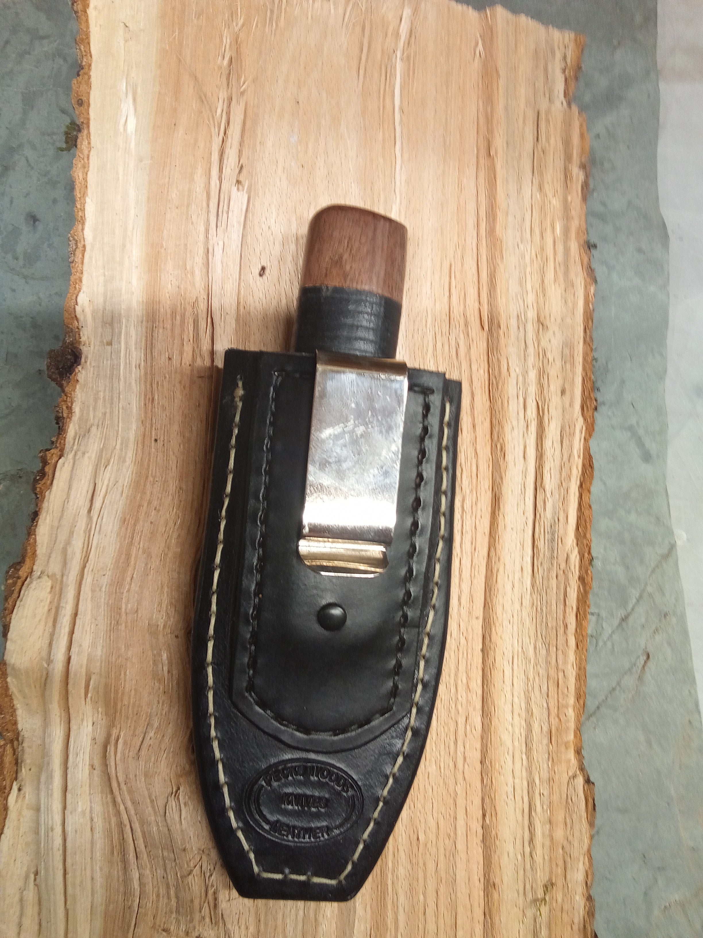 Pecks Woods Leather - Black Walnut boot knife Right / Left handed #144
