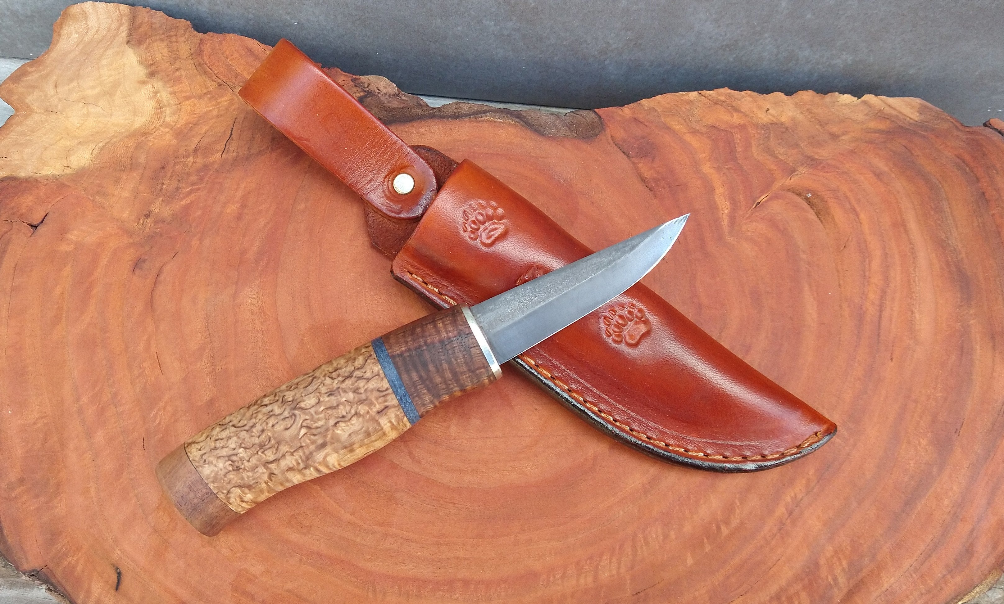 Kola Woodcraft Knives - Lauri Koa / Curly Birch - #16