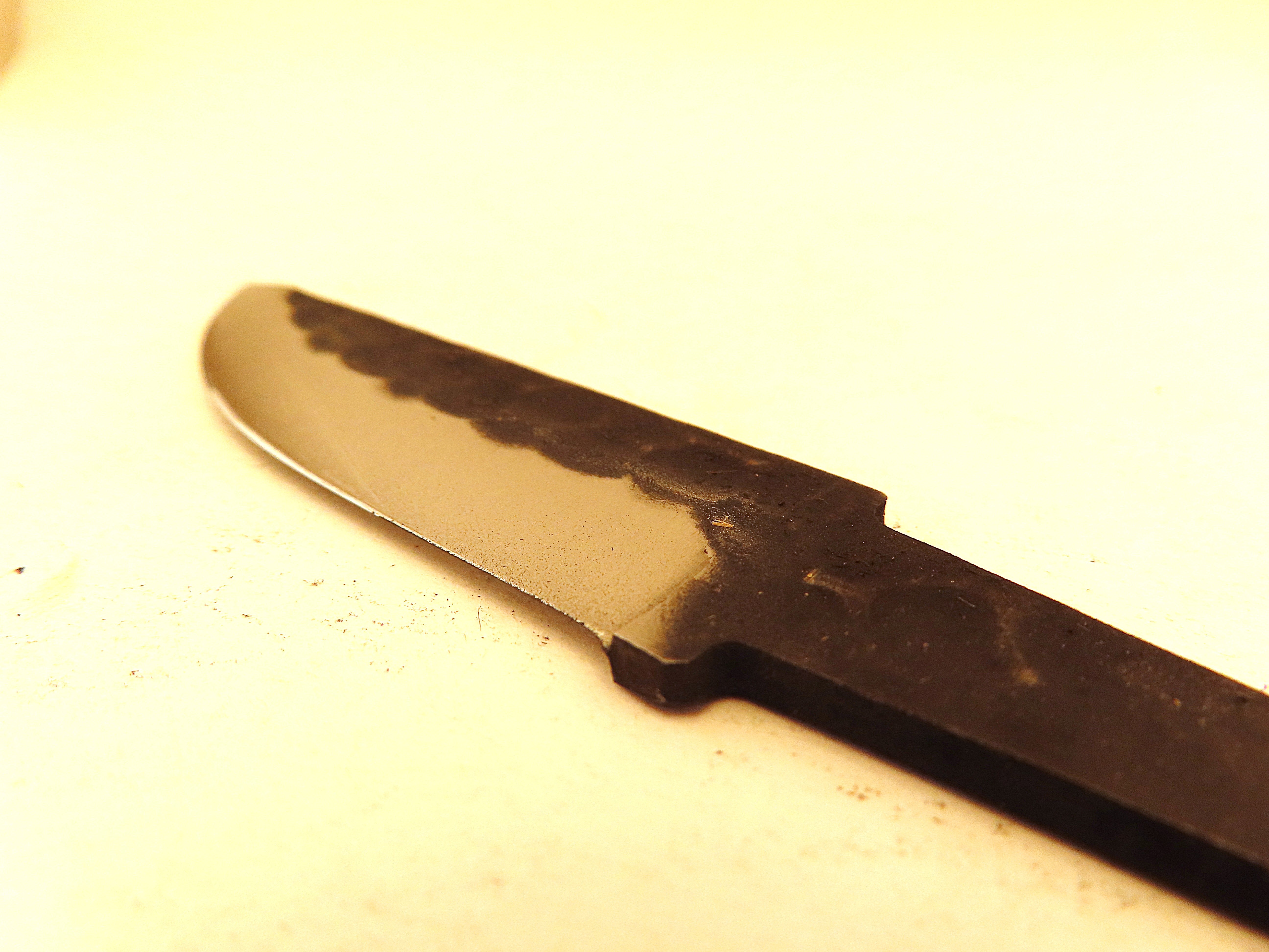 Lauri Carving 75 Hammered Carbon Steel Blade with Ricasso