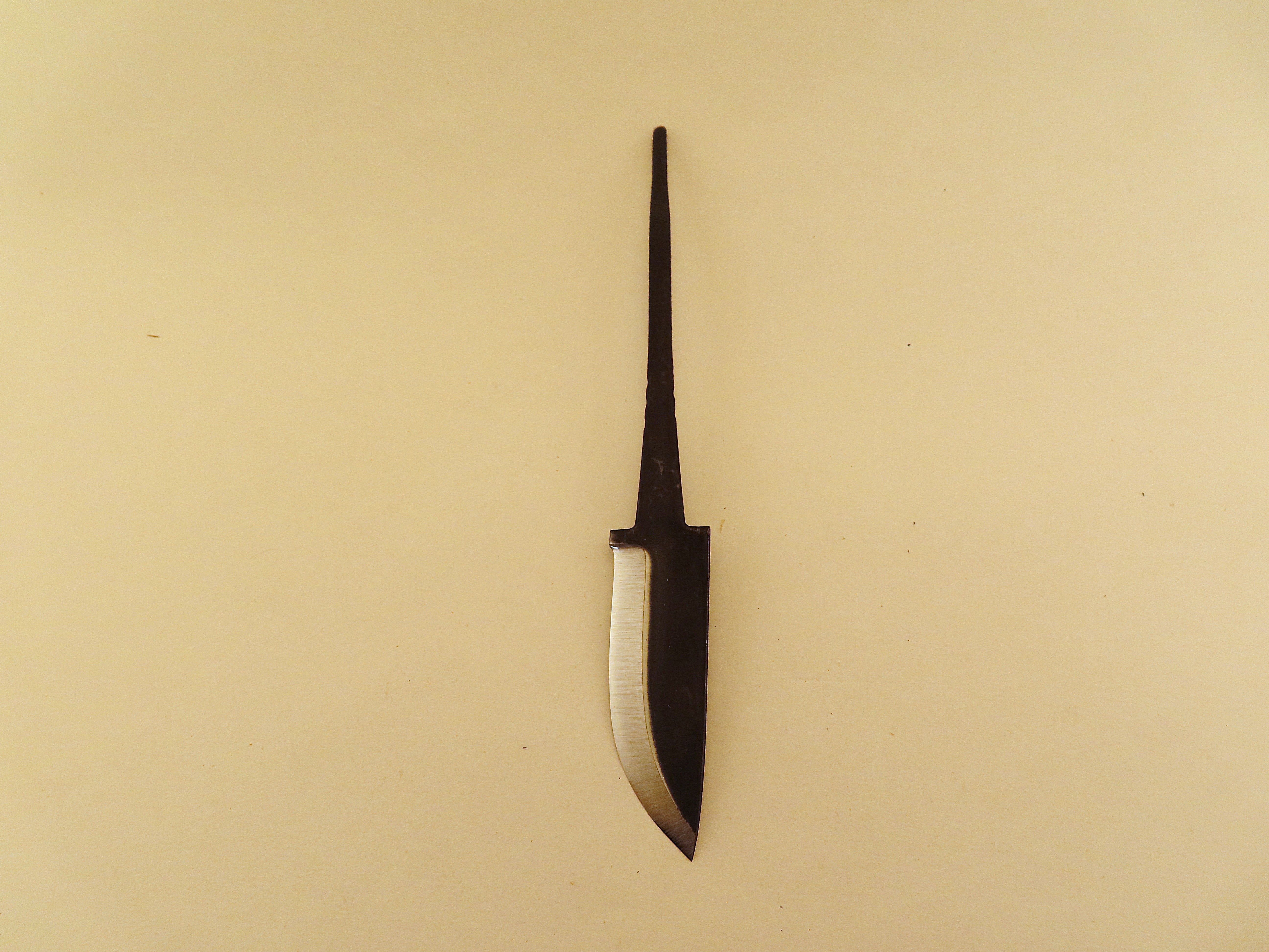 Lauri Small Skinner 82 Carbon Steel Blade with Ricasso (True Scandi with 0 Secondary Bevel)